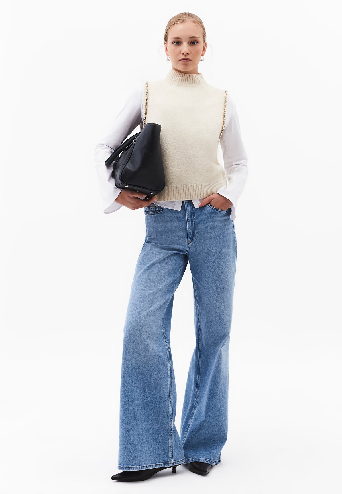 Vest With High Collar And Stone Detail - TURTLEDOVE
