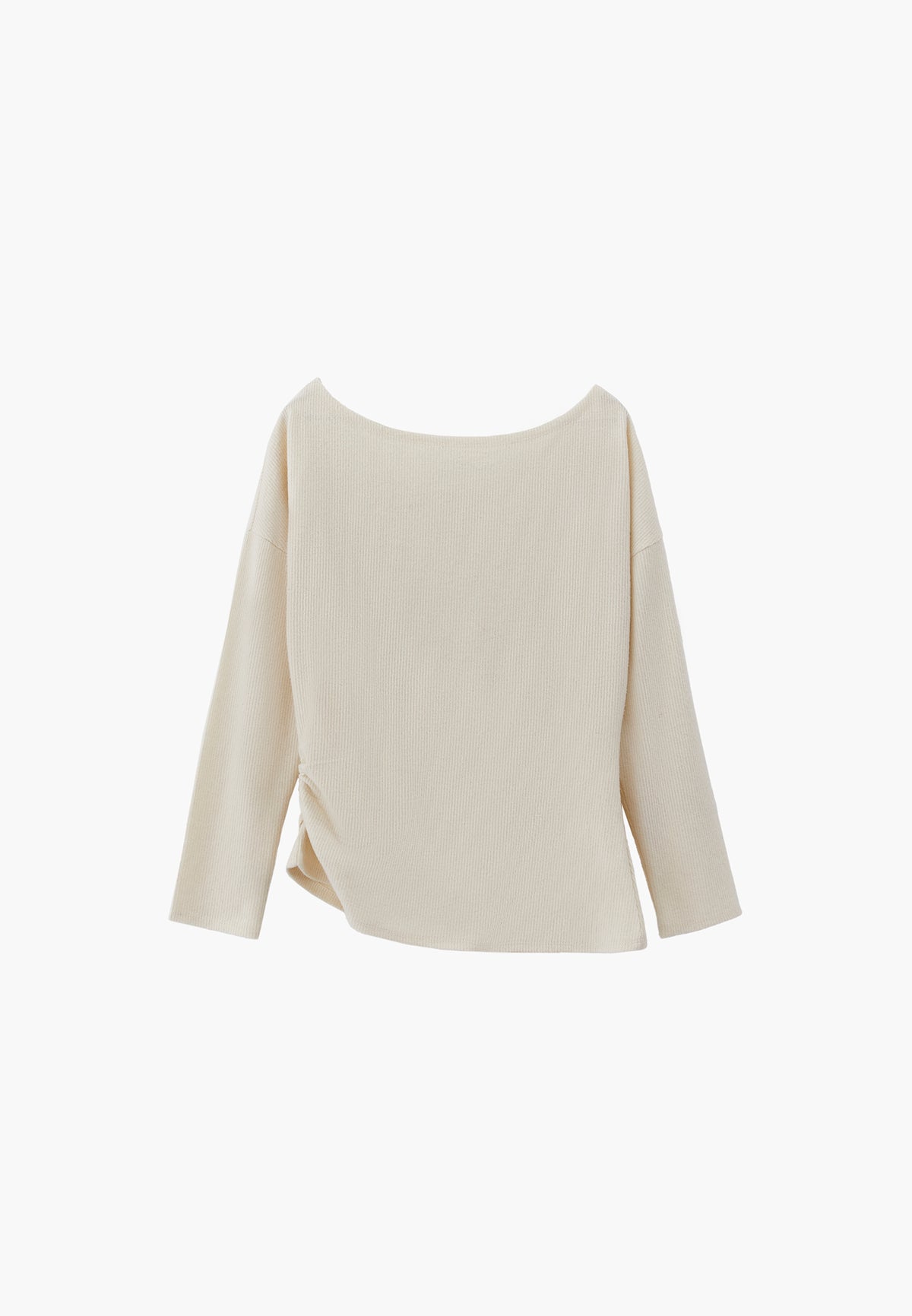 Gathered Boat Neck Blouse - TURTLEDOVE