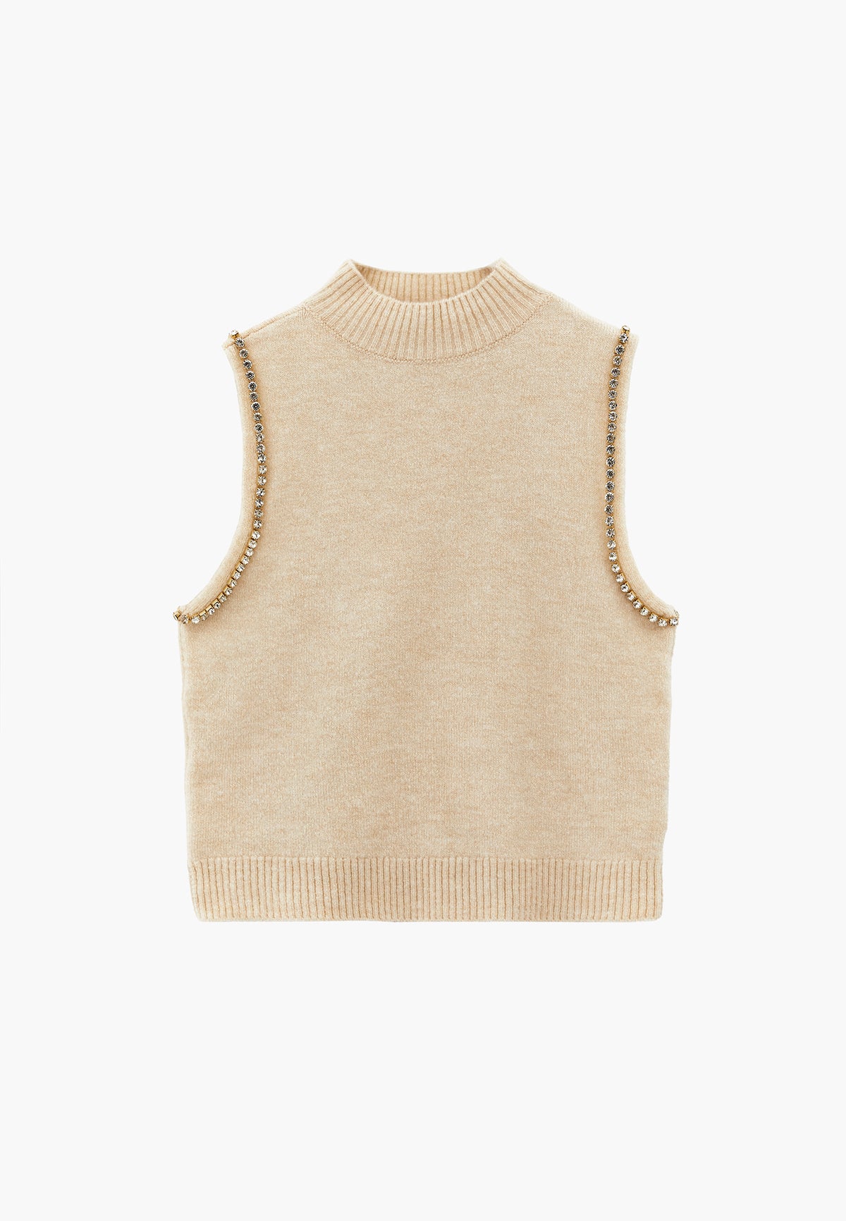 Vest With High Collar And Stone Detail - TURTLEDOVE
