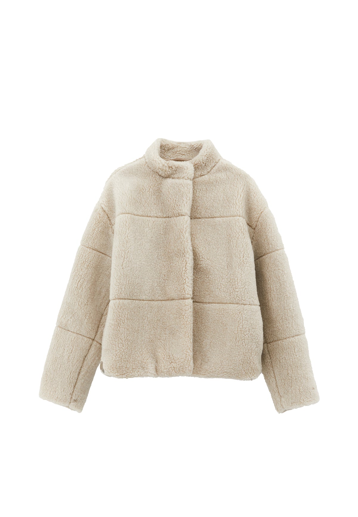 High Collar Bouclé Short Jacket - TURTLEDOVE