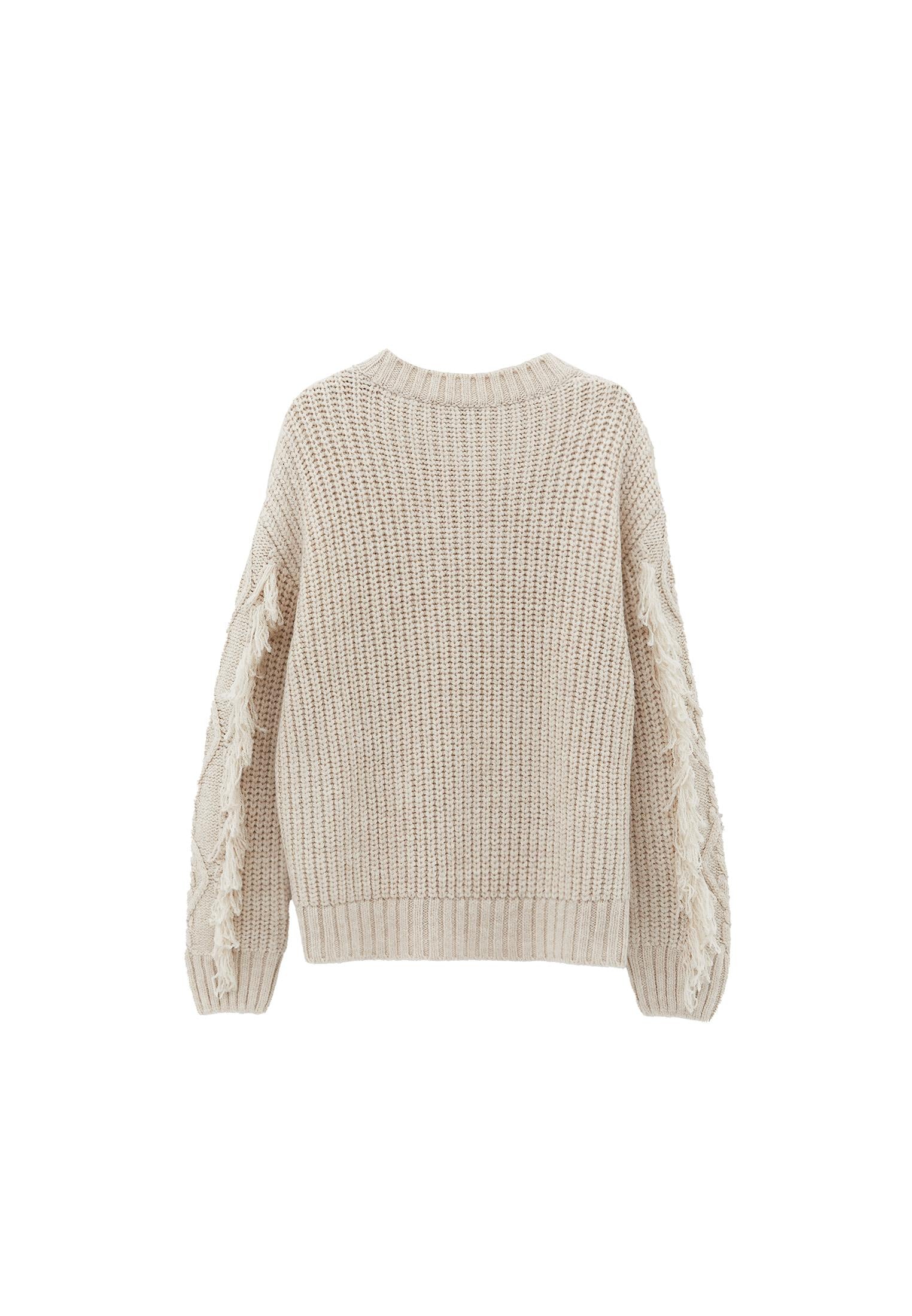 Knit Sweater With Ribbed Details And Crew Neck - TURTLEDOVE