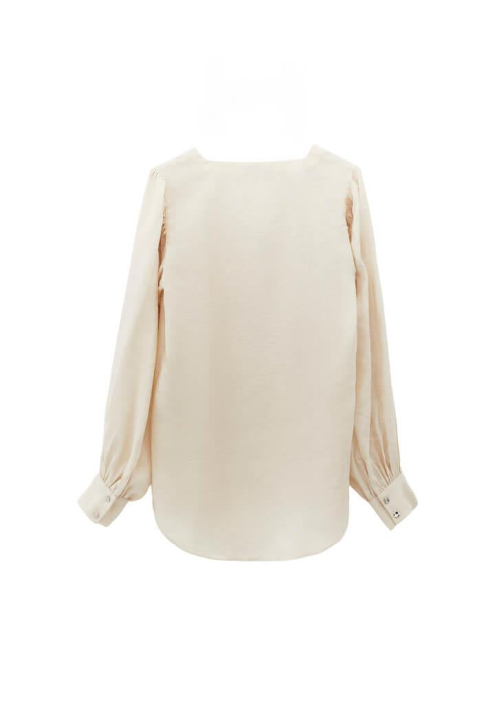 V Neck Buttoned Shirt - TURTLEDOVE