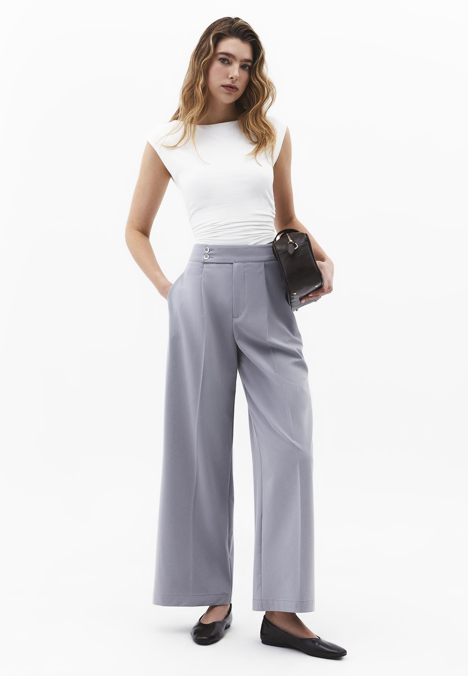 Ultra High Waist Straight Pants - ULTIMATE GRAY
