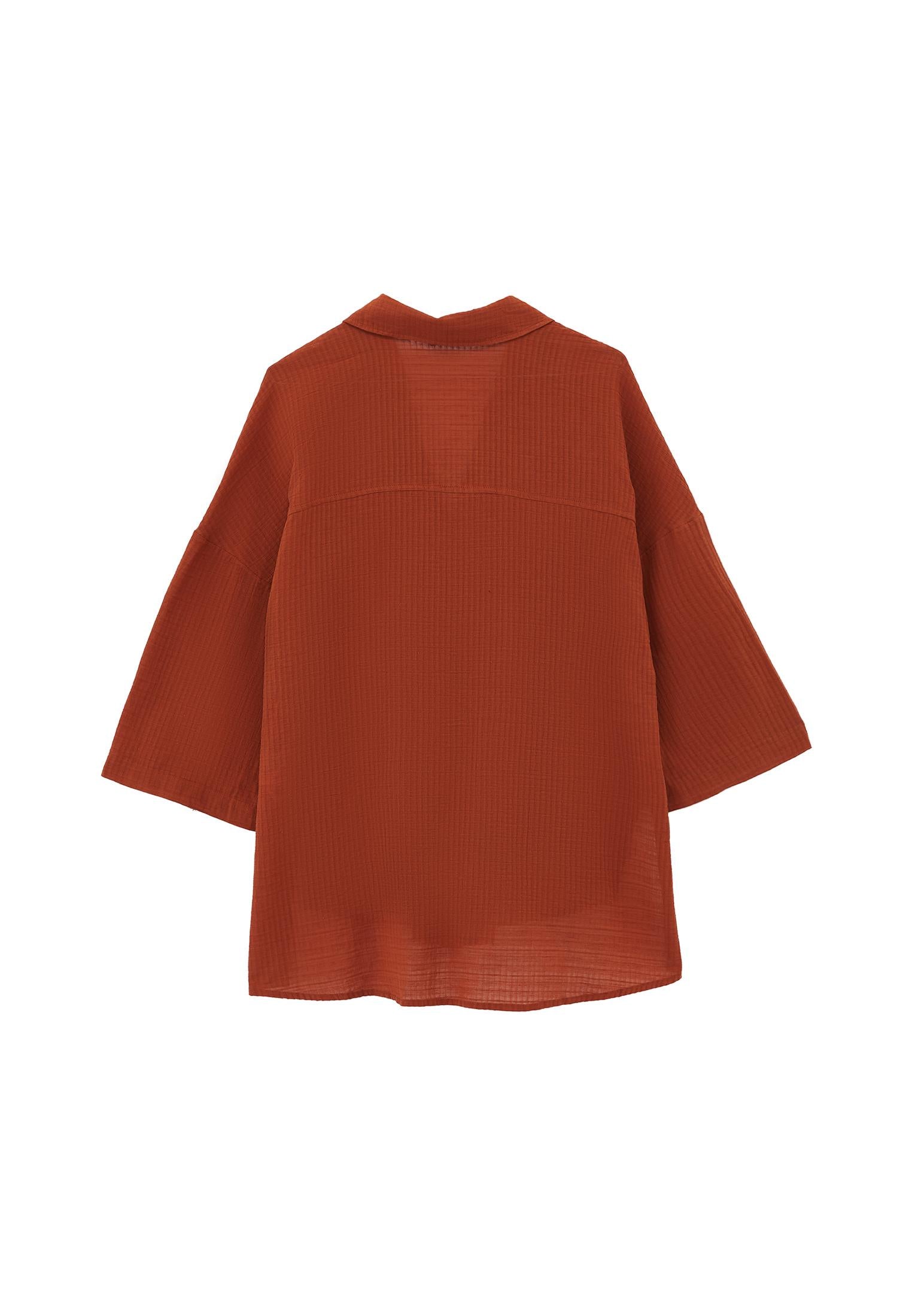 Oversized Shirt With Button Details - UMBER