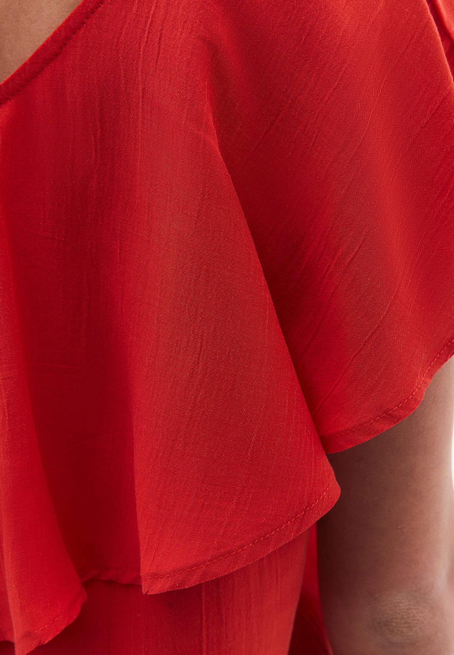 Sleeveless Ruffled Blouse With Dropped Shoulder - VALIANT POPPY