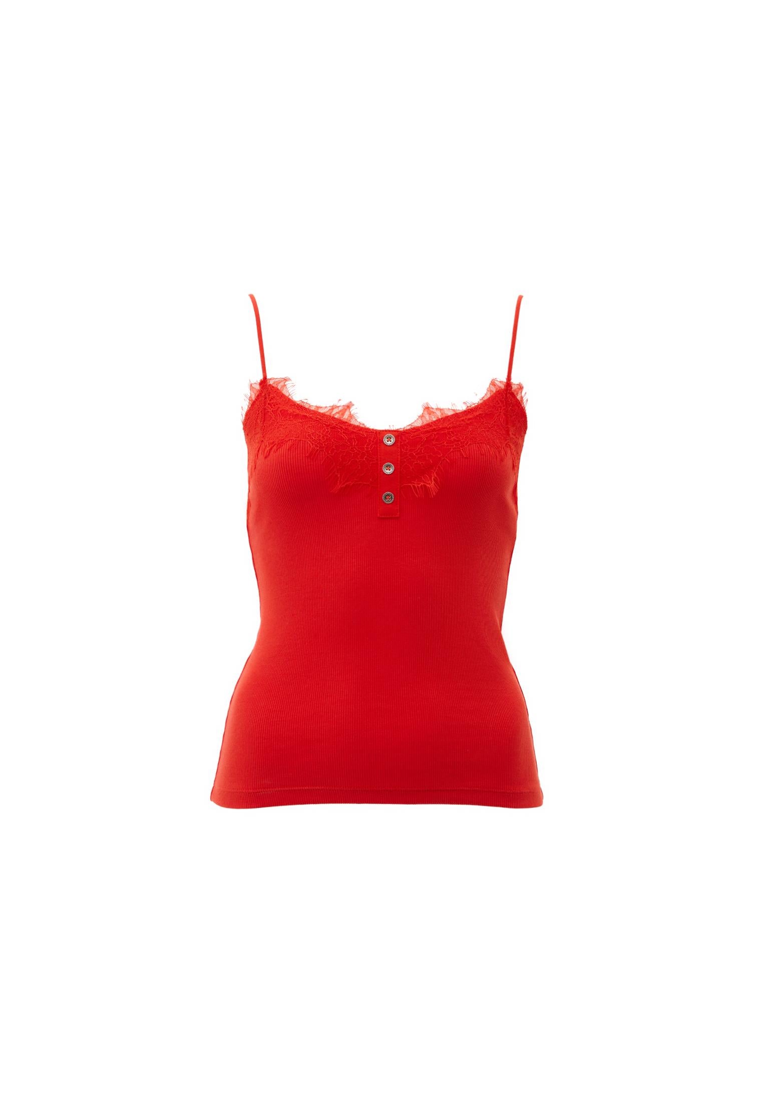 V Neck Strap Tank Top - VALIANT POPPY