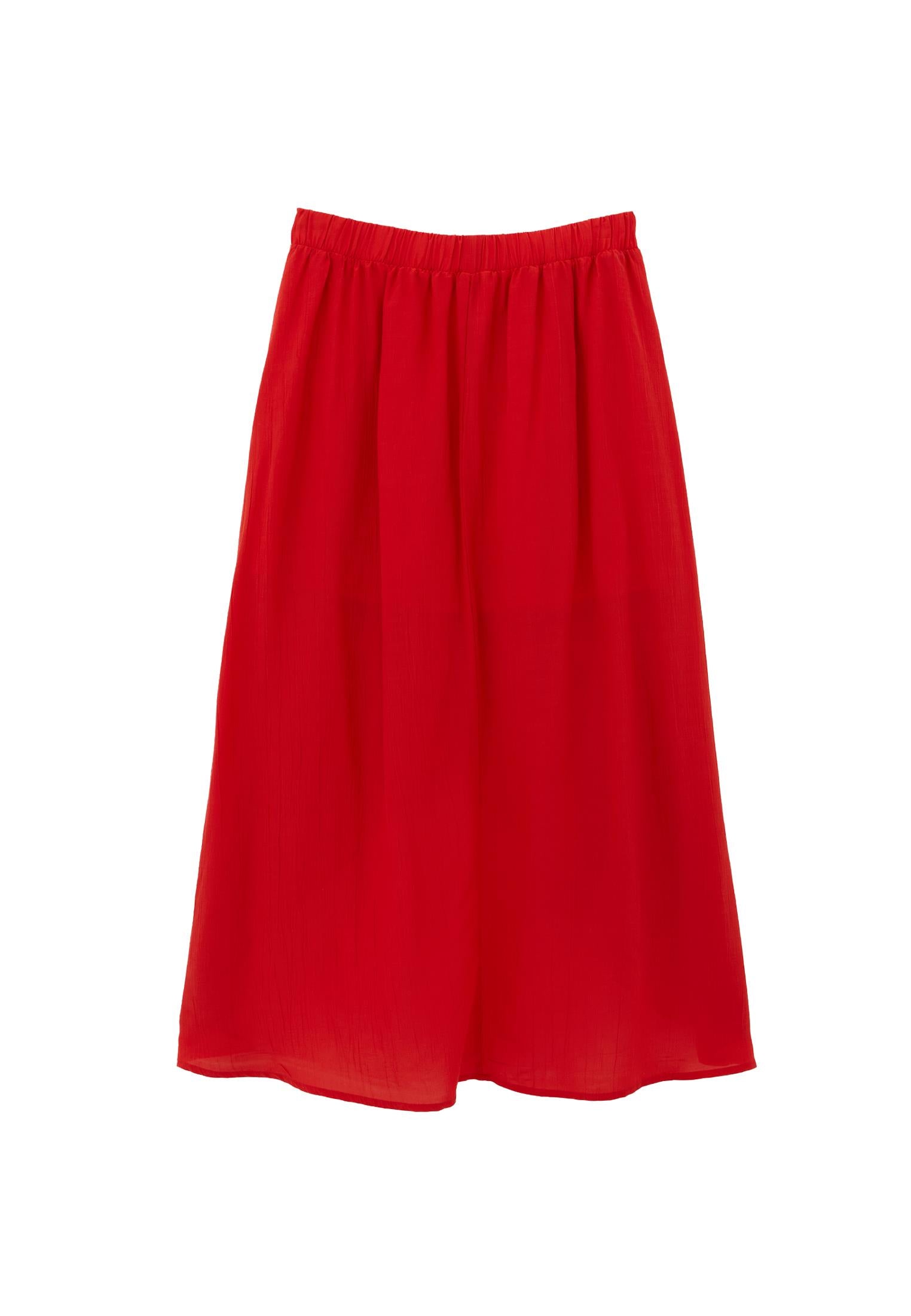 Long A-Line Skirt With Ruffle Details - VALIANT POPPY