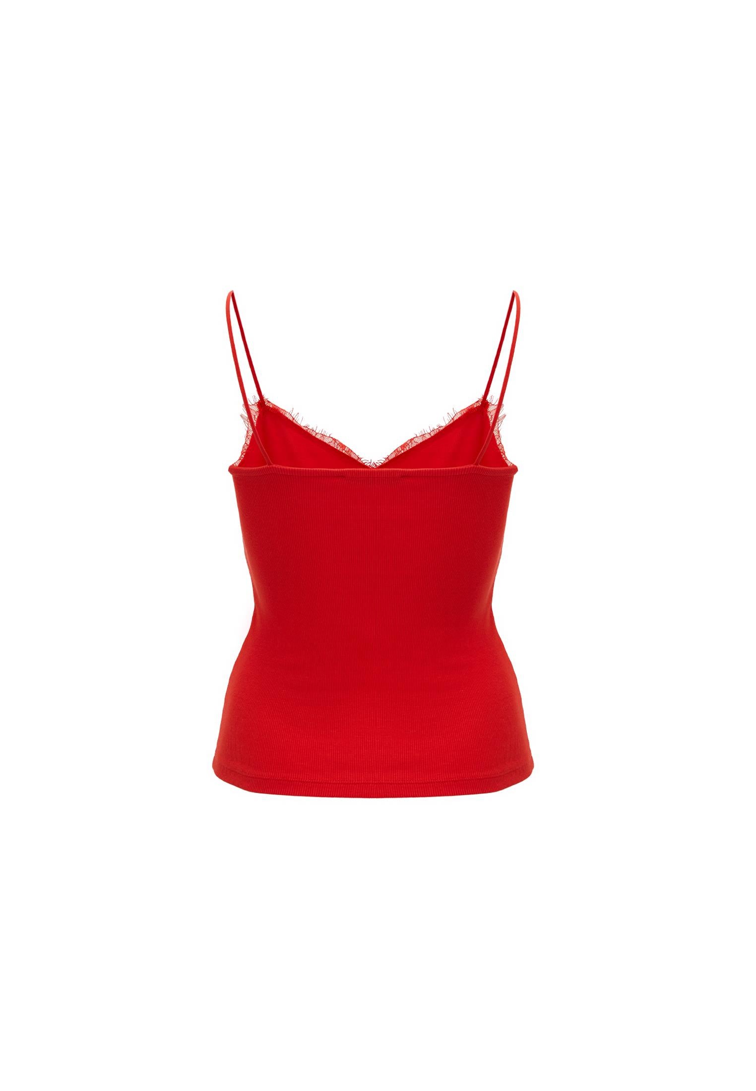 V Neck Strap Tank Top - VALIANT POPPY