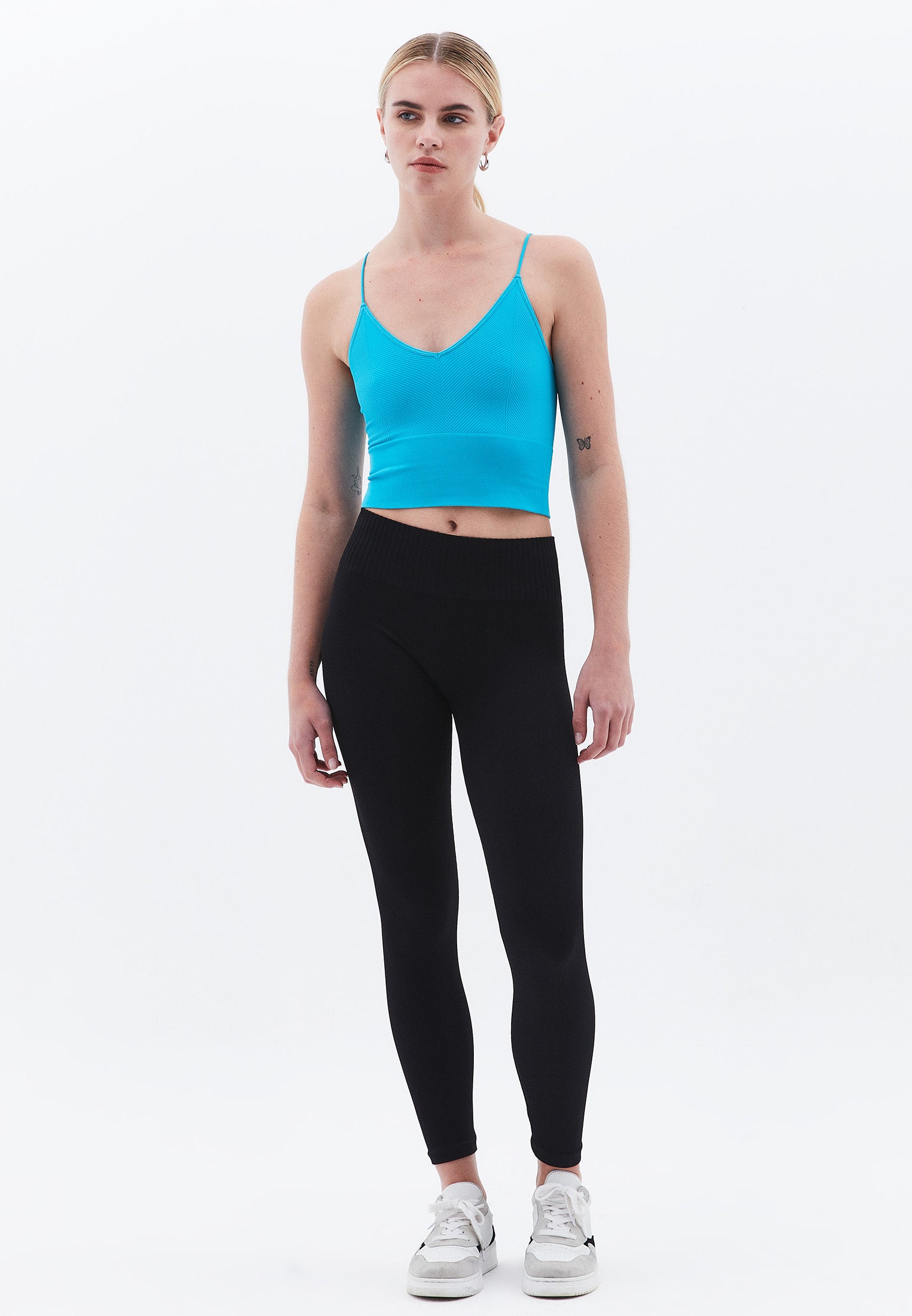 Jacquard Patterned V Neck Tank Top - VIRIDIAN GREEN