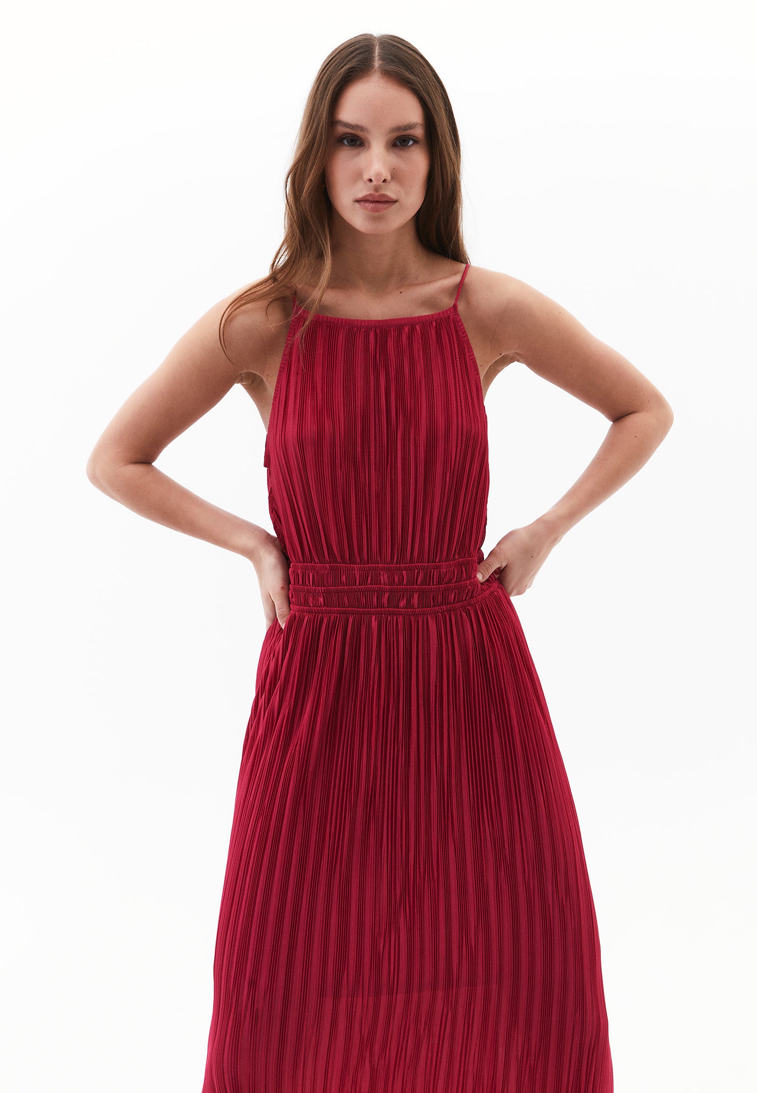 Halter Neck Long A-Line Dress - VIVACIOUS