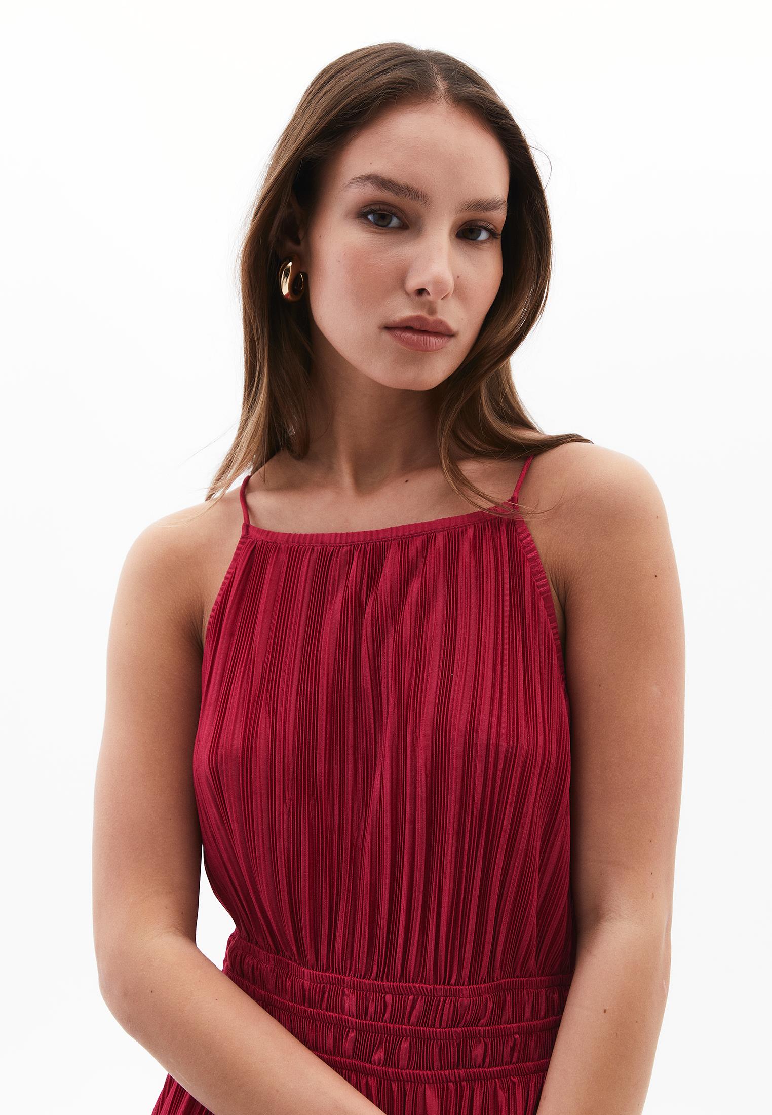 Halter Neck Long A-Line Dress - VIVACIOUS