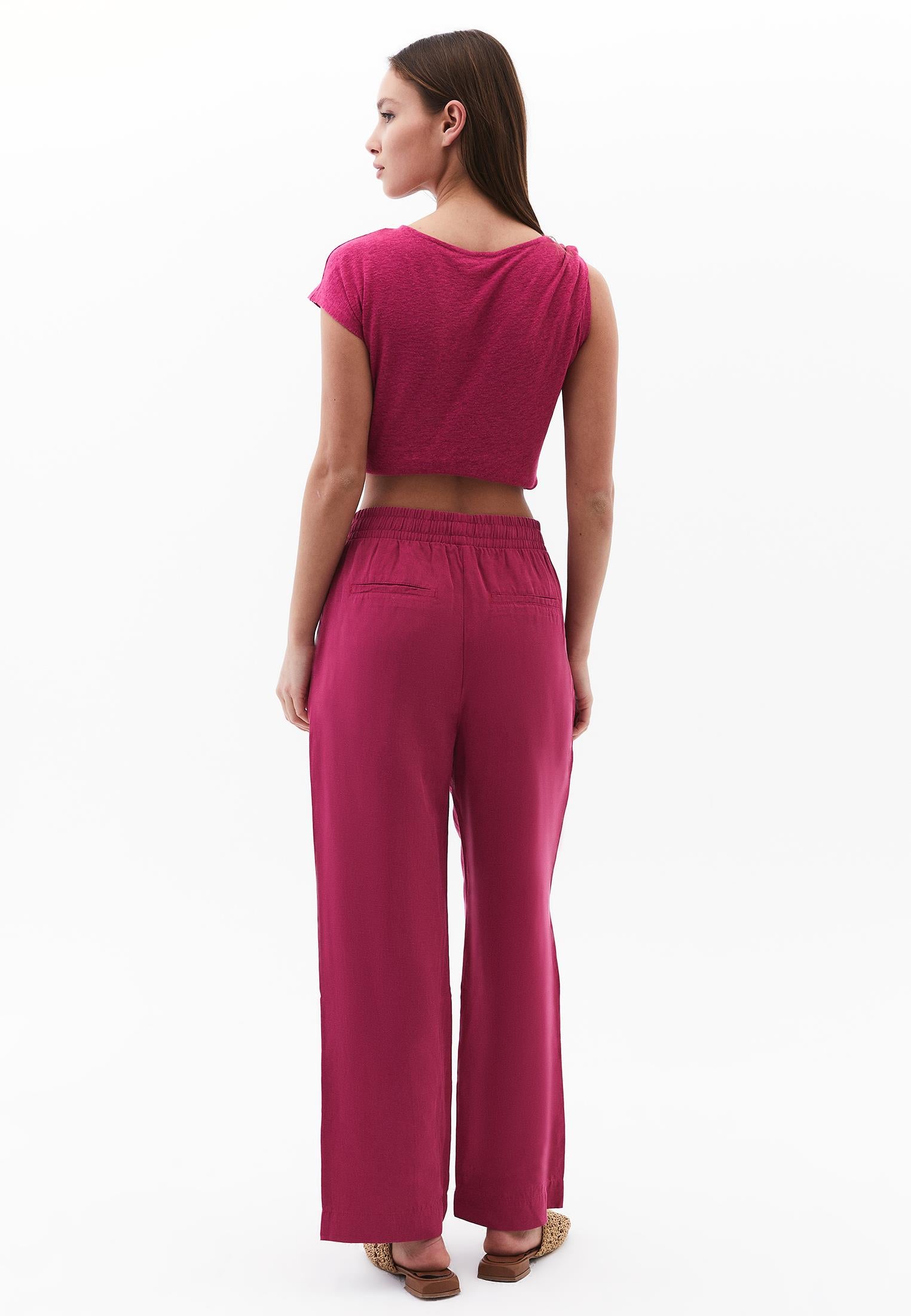 High Waist Straight Trousers With Pocket Detail - VIVACIOUS