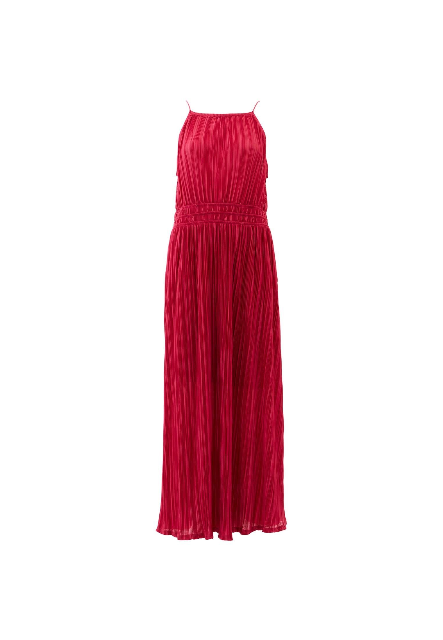 Halter Neck Long A-Line Dress - VIVACIOUS