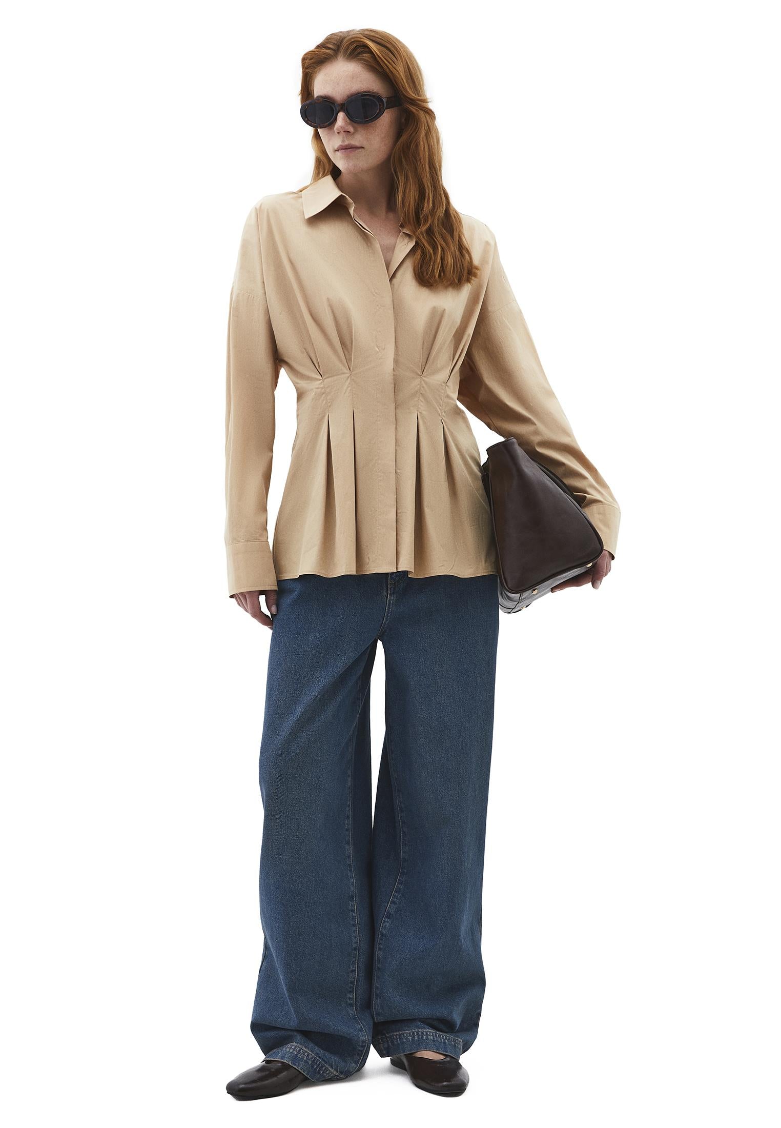 Standard Pleated Shirt With Closed Fit - WARM SAND