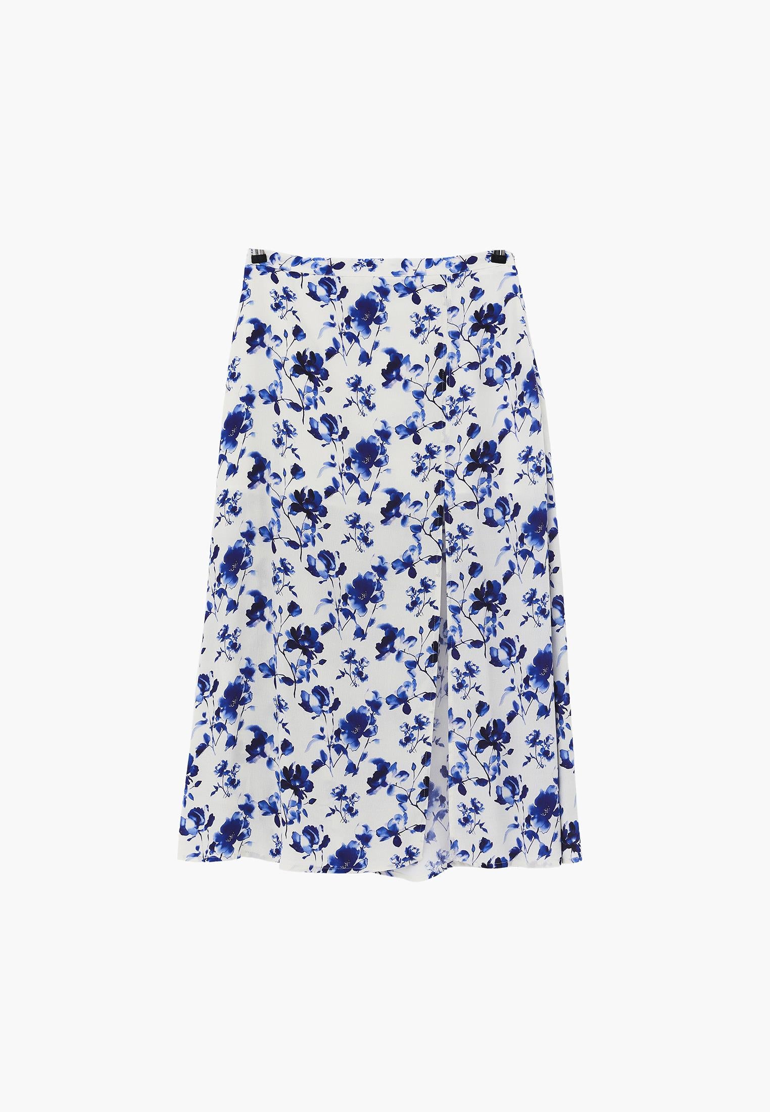 Flare Patterned High Waist Midi Skirt - WATER COLOR PRINT