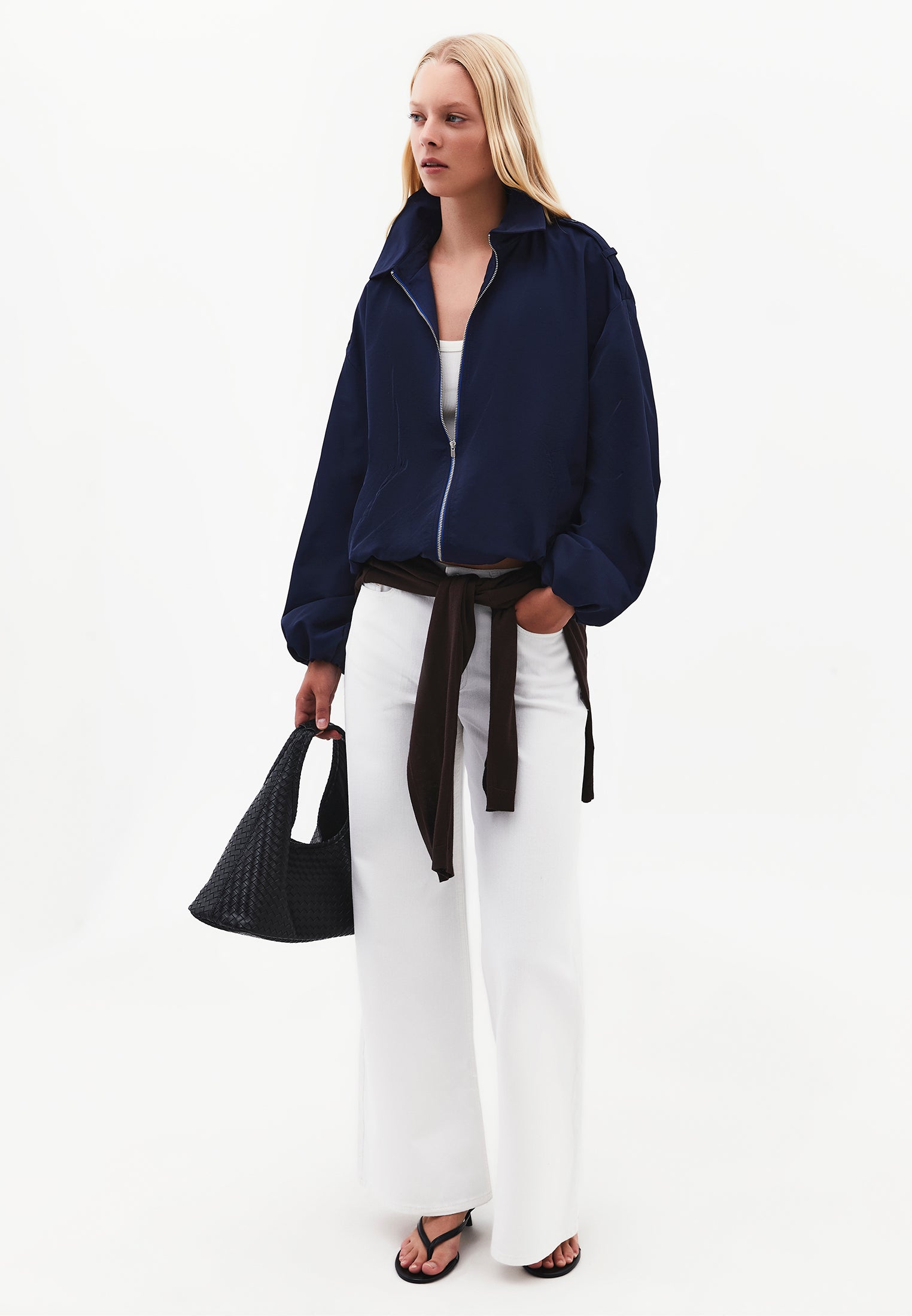 Wide Leg Pocket Detailed Pants - WHITE DENIM