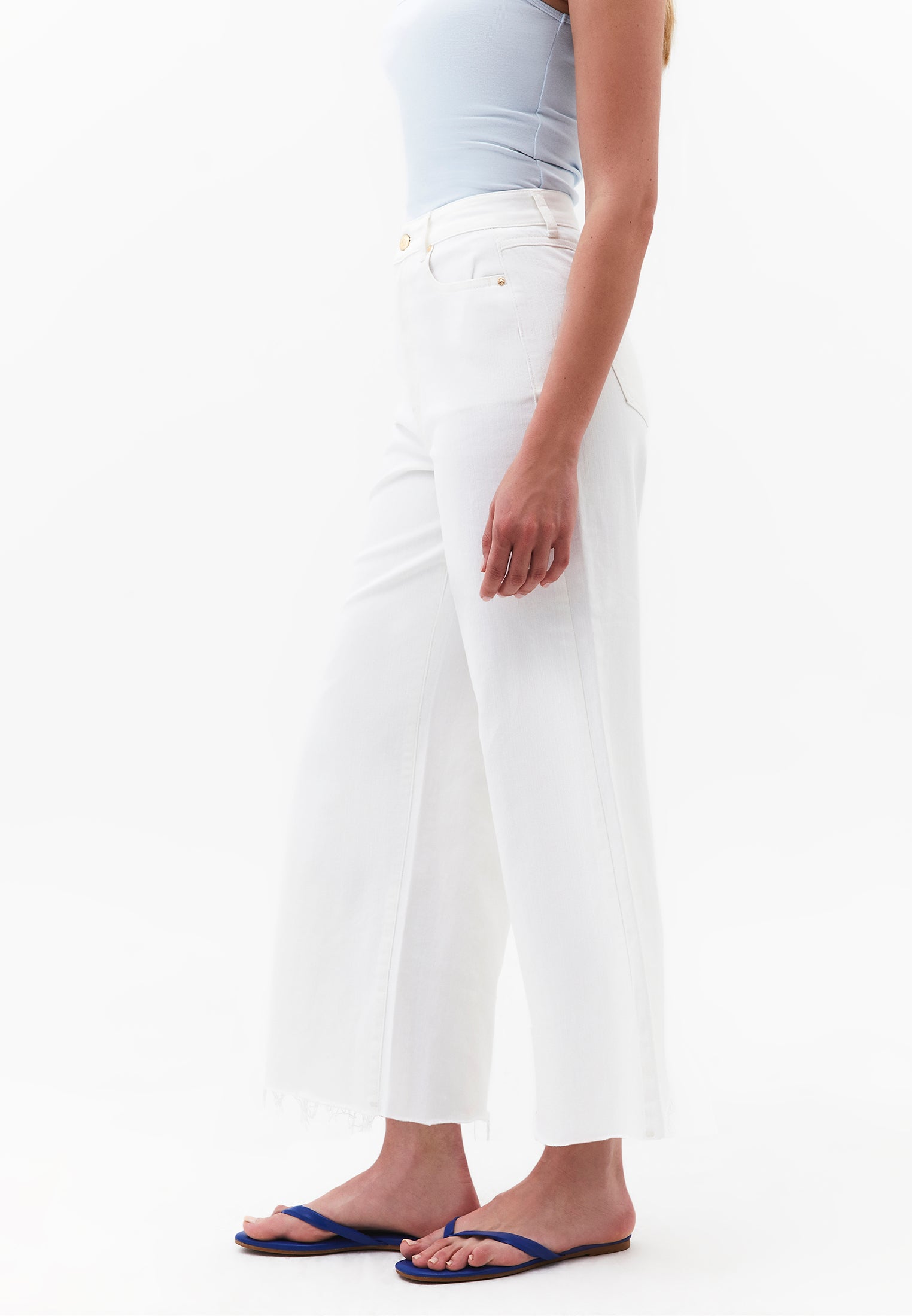 Wide Leg Ultra High Waist Pants - WHITE DENIM