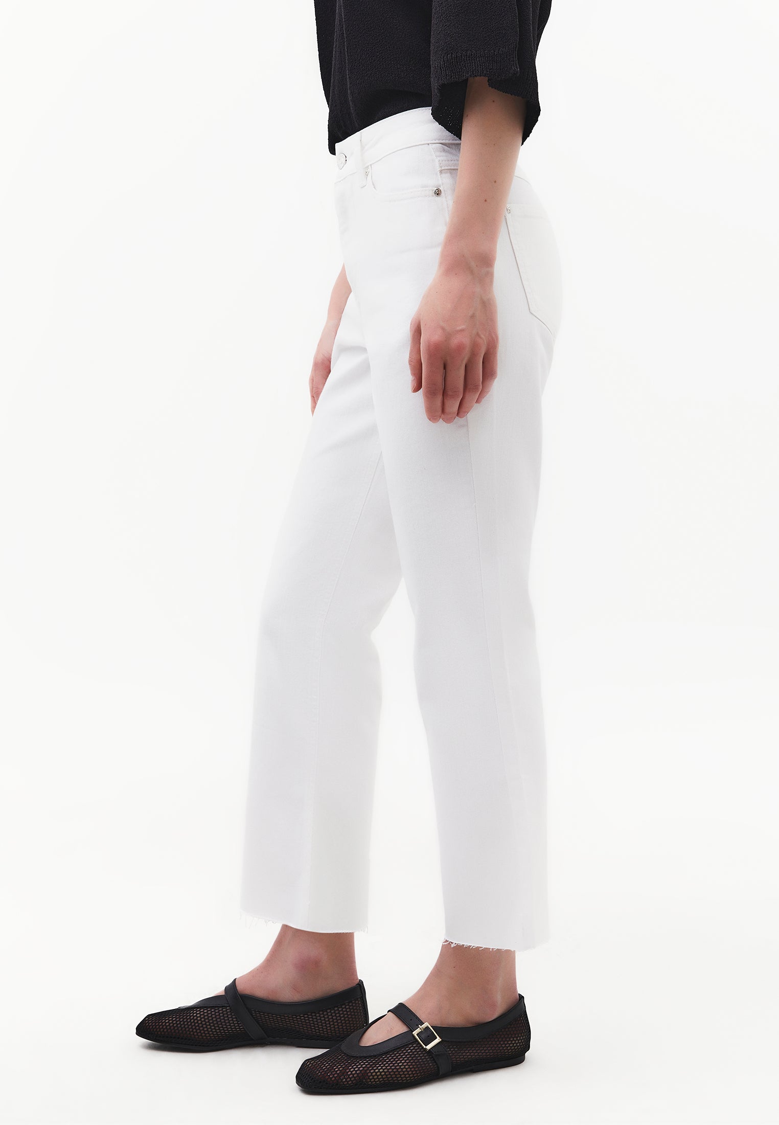 High Waist Kick Flare Denim Pants - WHITE DENIM