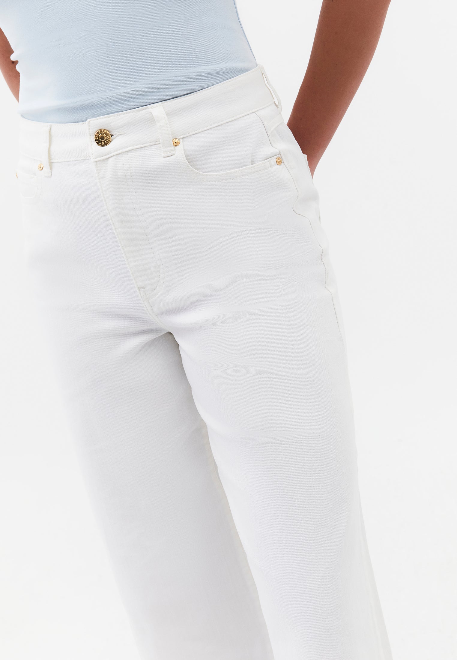Wide Leg Ultra High Waist Pants - WHITE DENIM