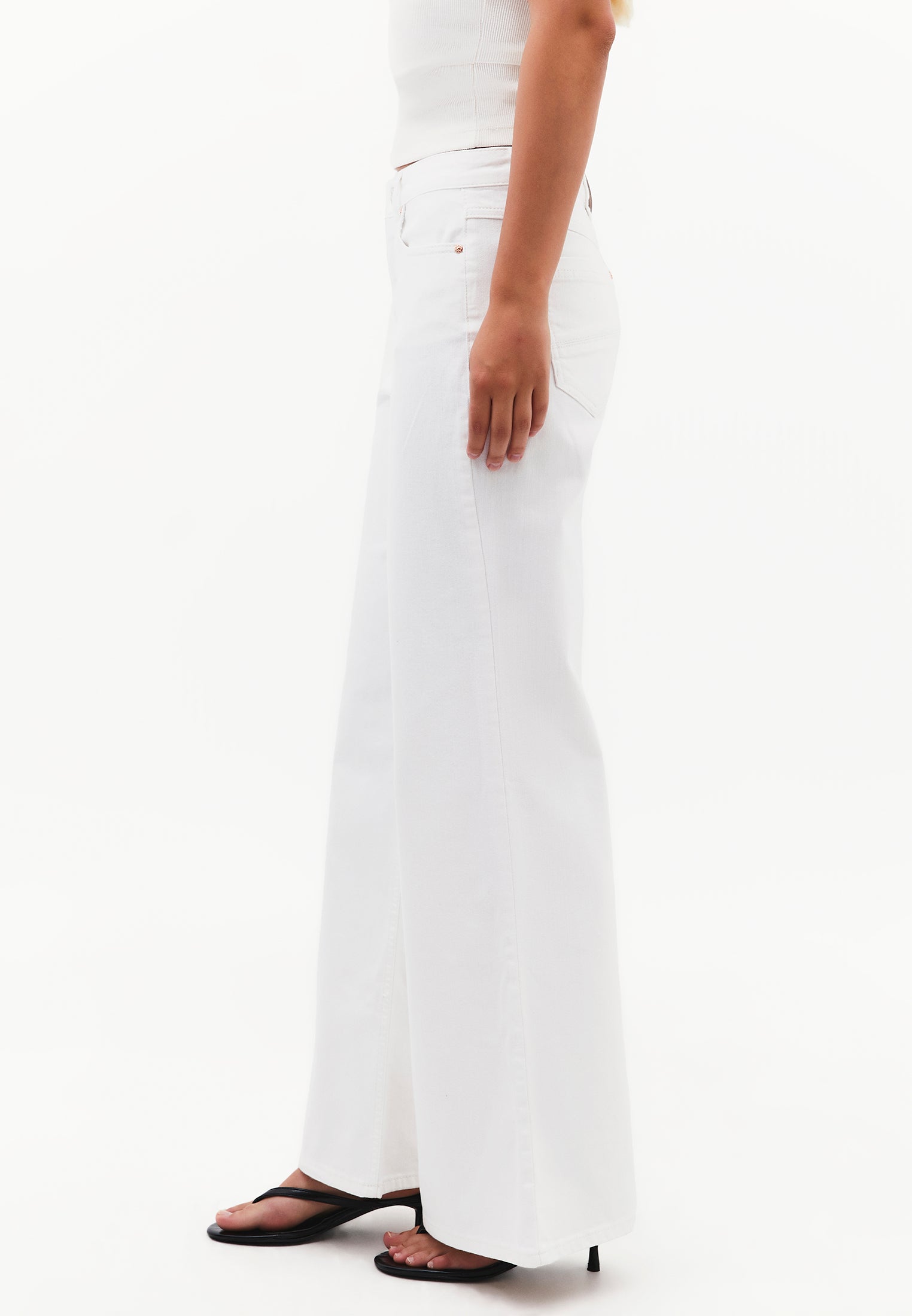 Wide Leg Pocket Detailed Pants - WHITE DENIM