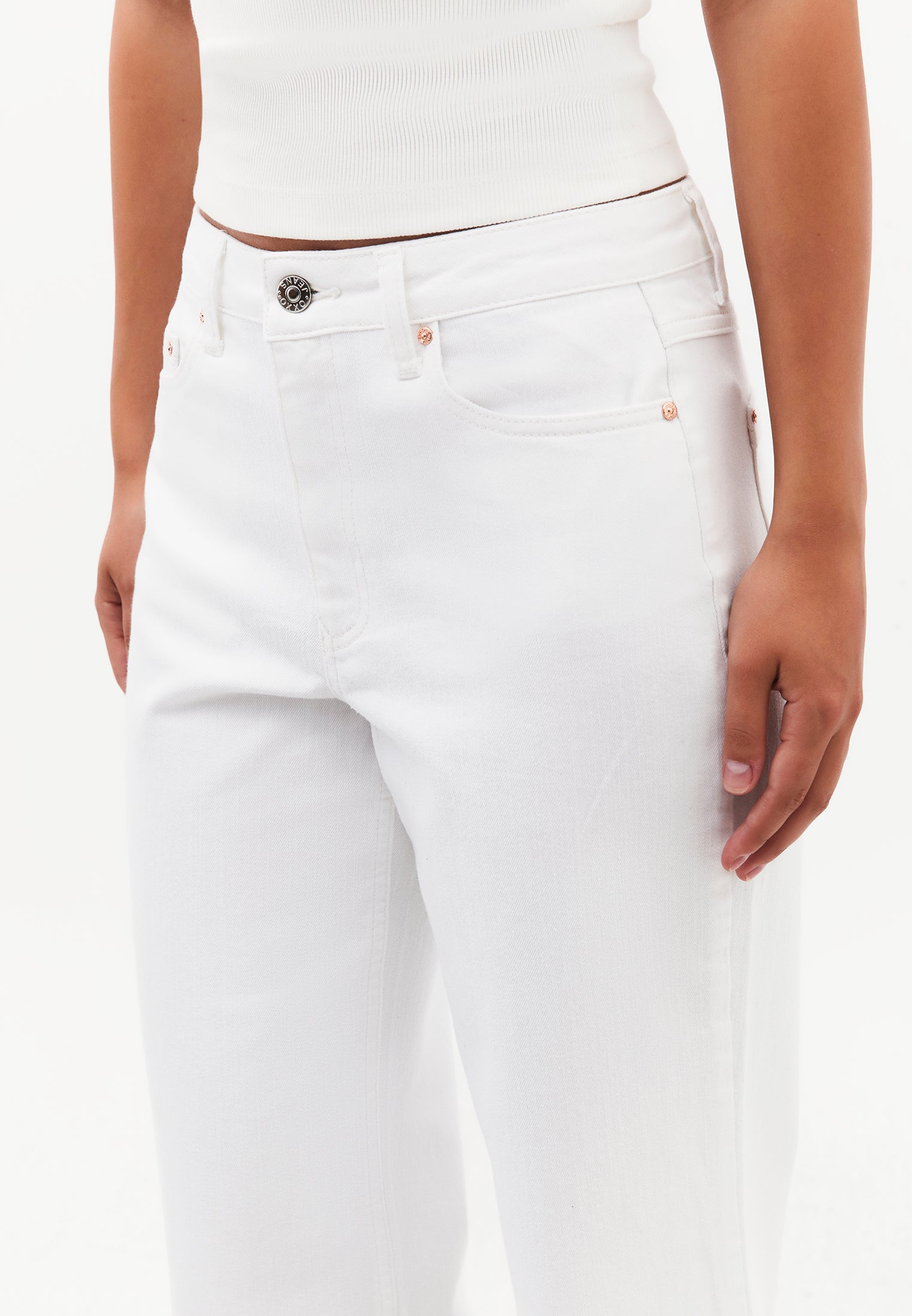 Wide Leg Pocket Detailed Pants - WHITE DENIM