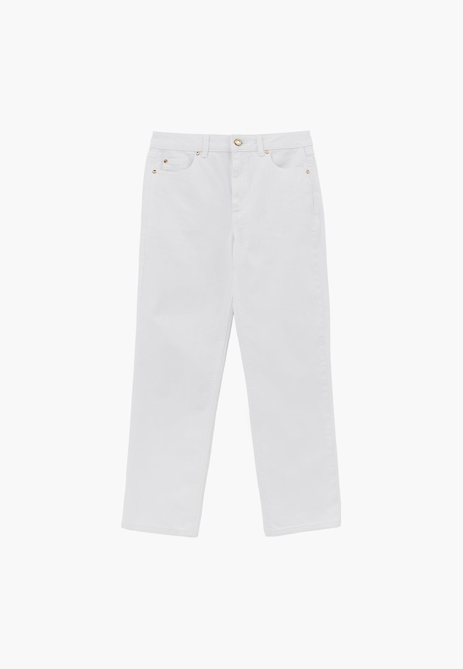 High Waist Pocket Detailed Straight Leg Pants - WHITE DENIM