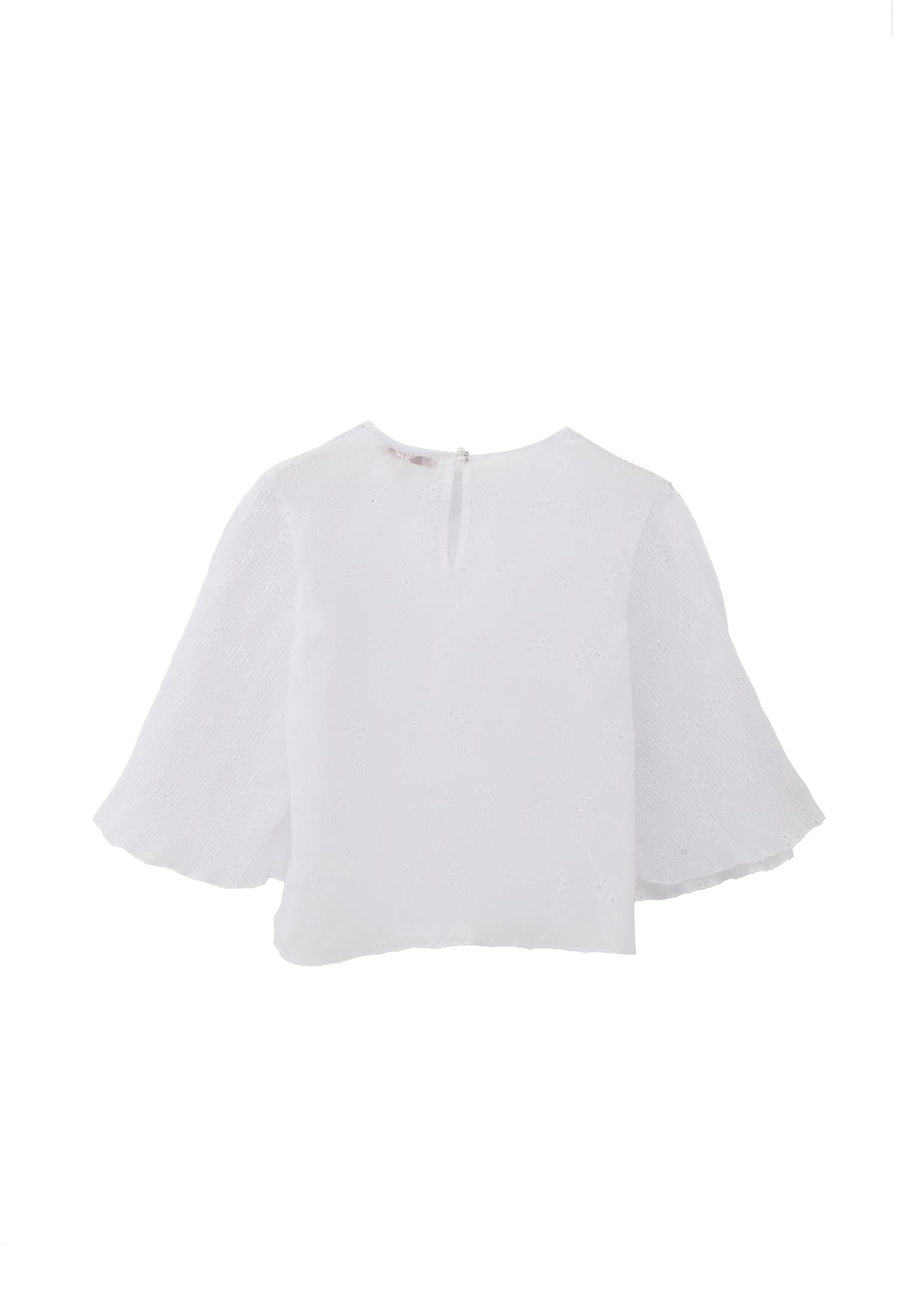 Slit Detailed Cropped Blouse - WHITE