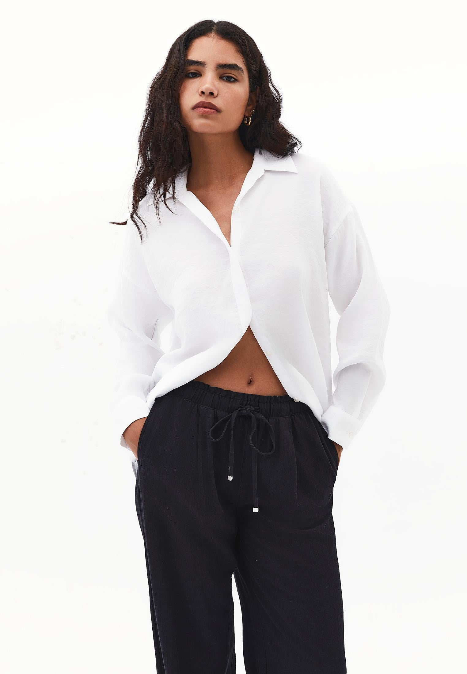 Button Detailed Oversize Shirt - WHITE