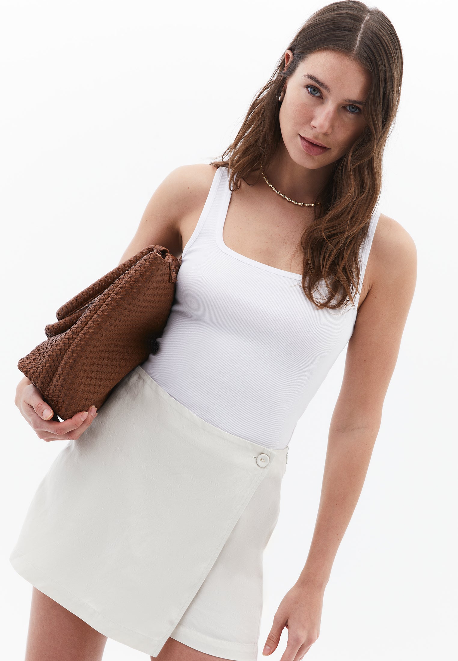 Square Neck Sleeveless Top - WHITE