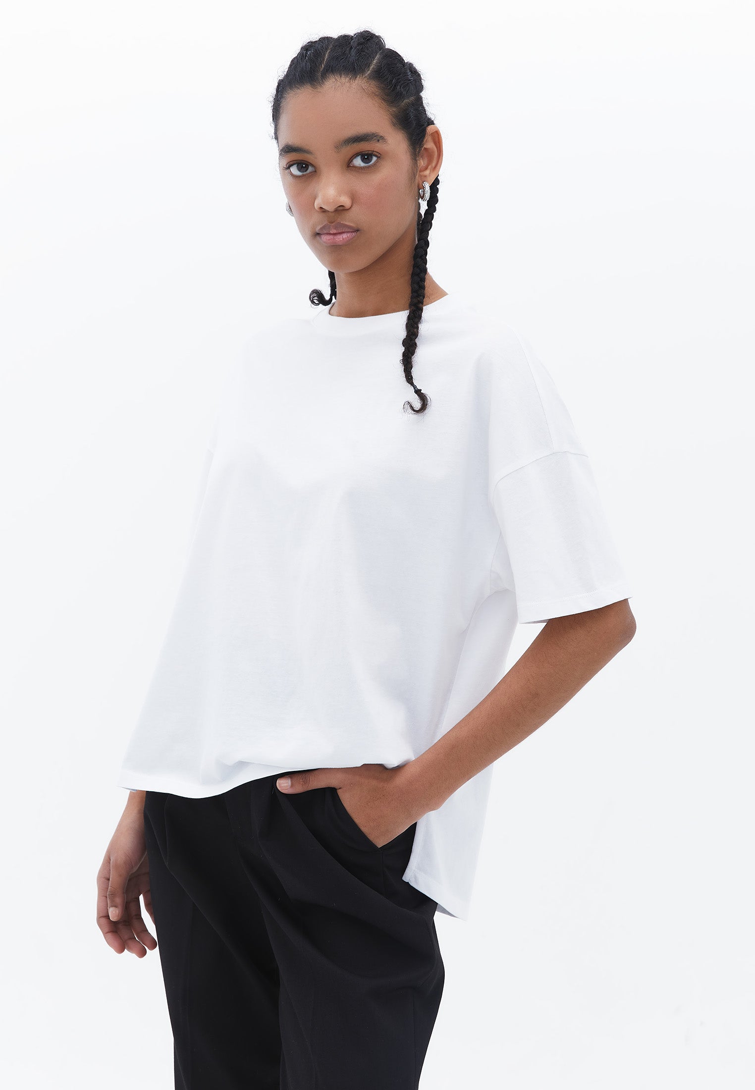 Oversize Crew Neck T-Shirt - WHITE