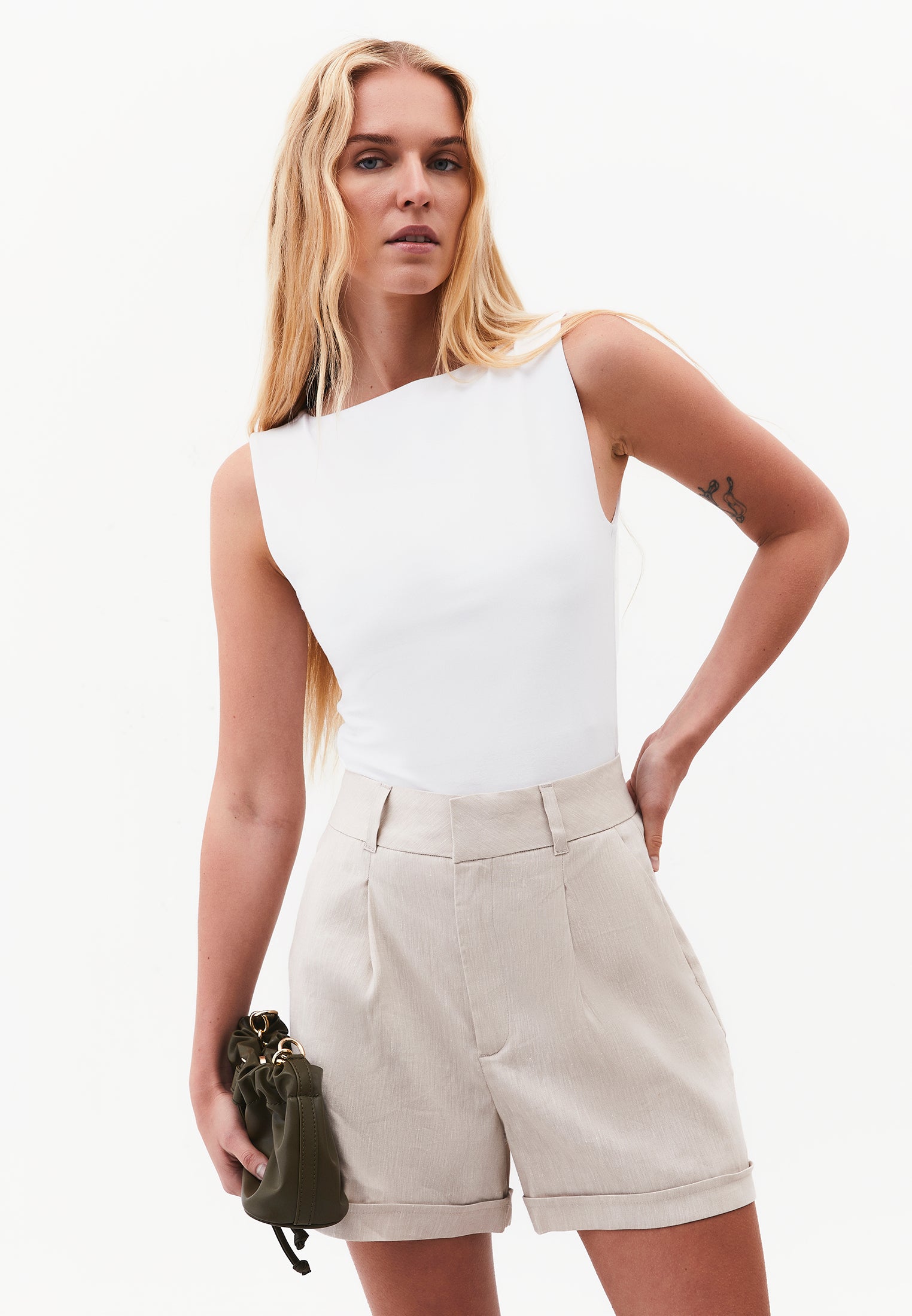 Boat Neck Bodycon Tank Top - WHITE