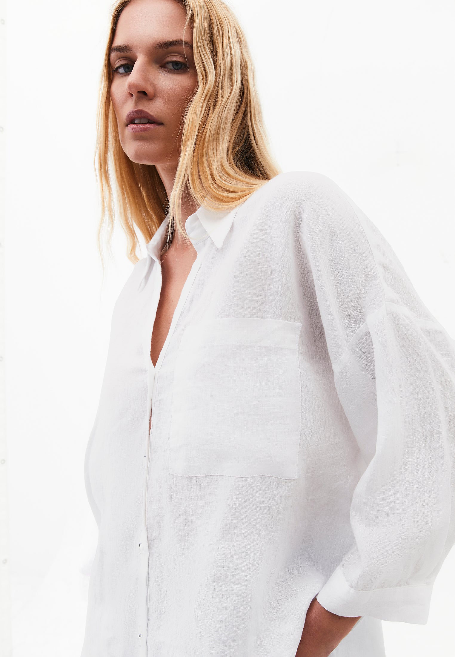 Shirt Collar Oversize Button Detailed Standard Shirt - WHITE