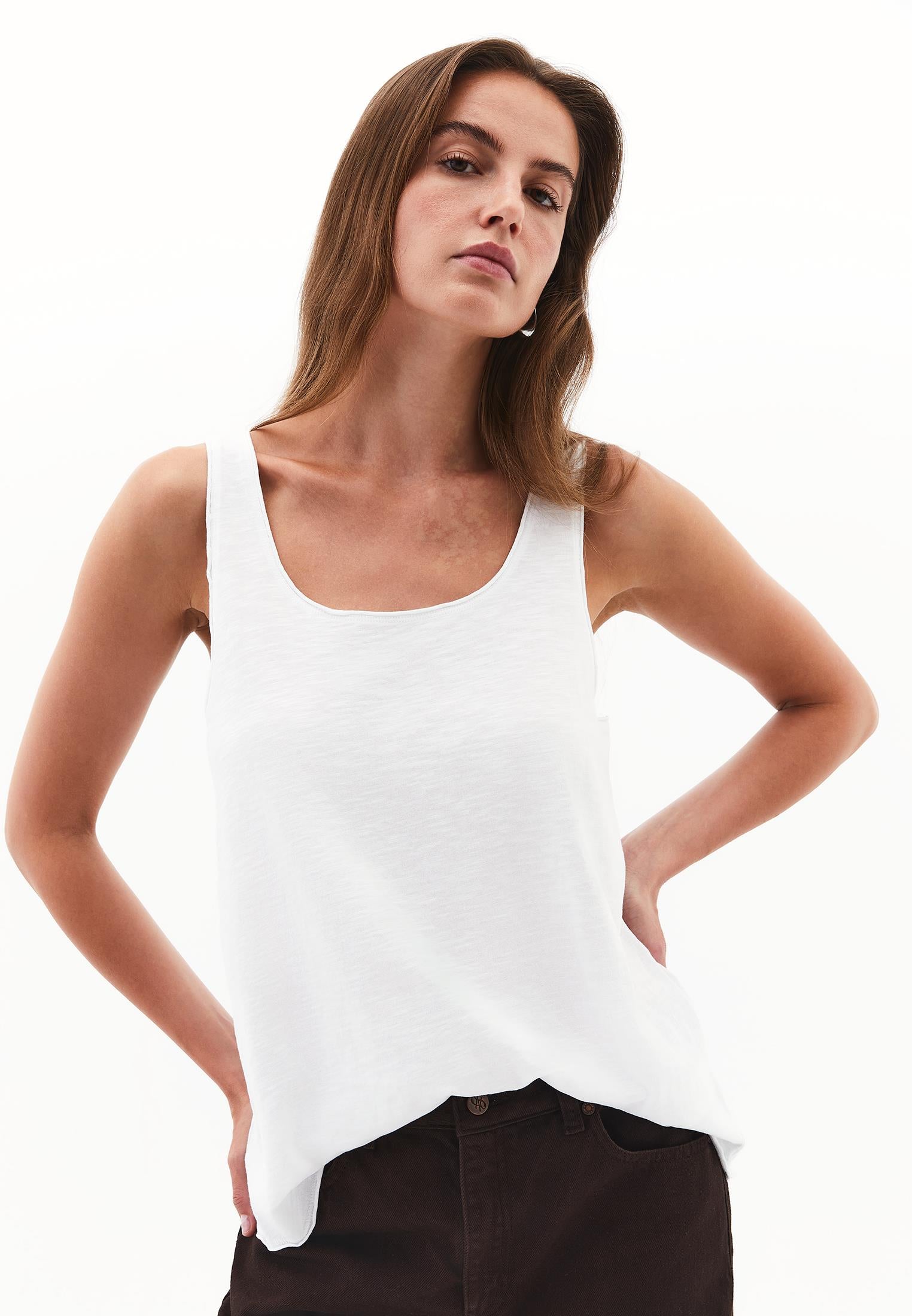 U Neck Sleeveless Tank Top - WHITE