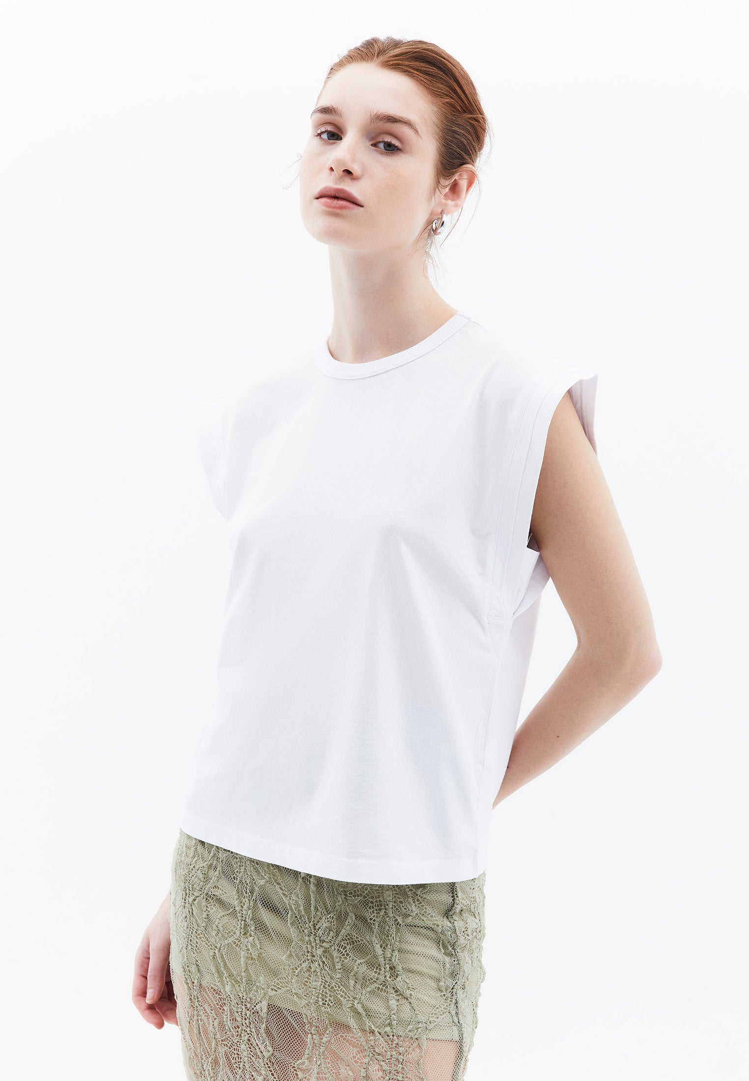 Crew Neck Short Sleeve T-Shirt - WHITE