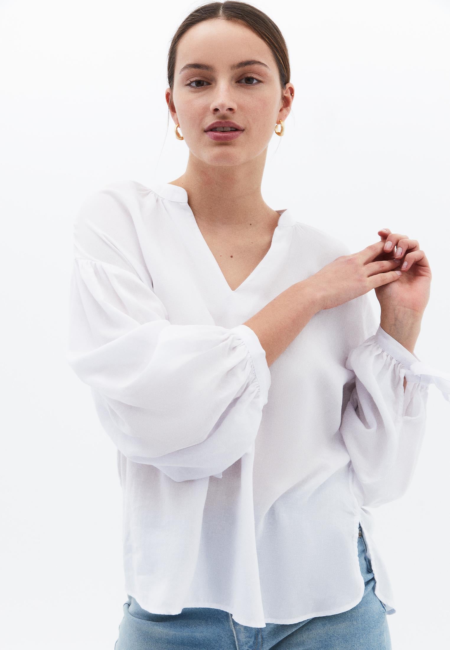 Oversize Linen Blouse - WHITE