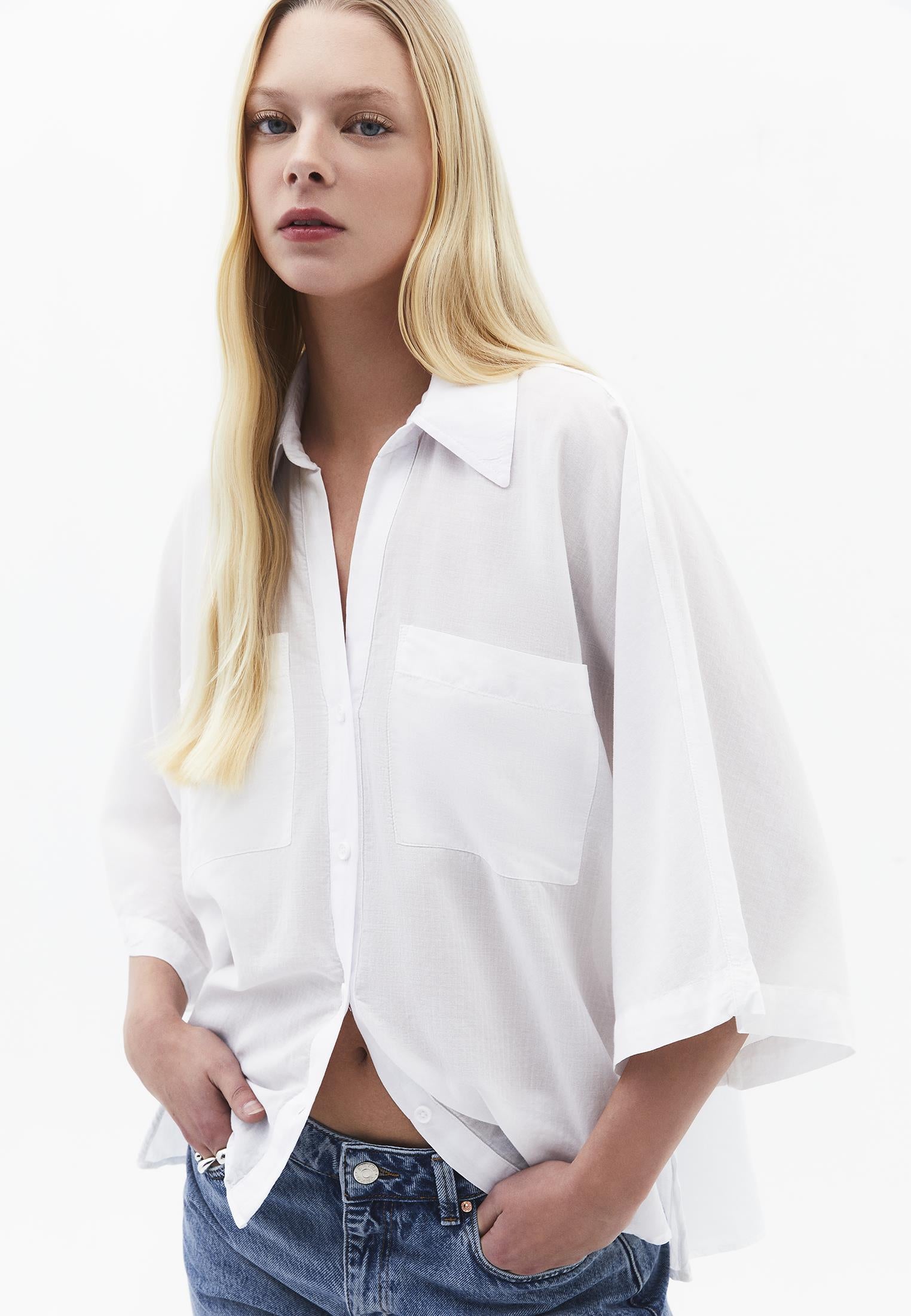 Oversize Shirt With Pocket Detail - WHITE