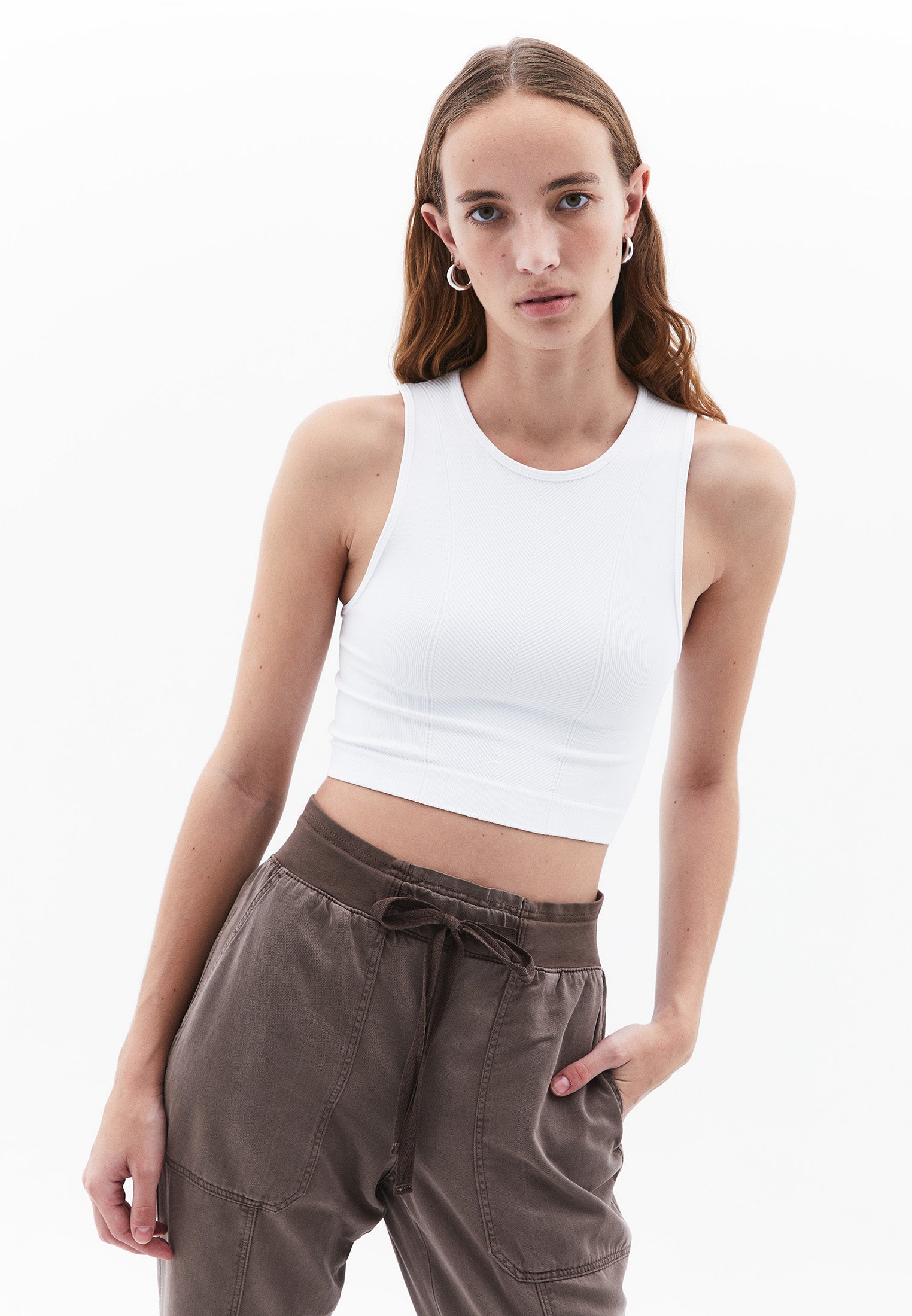 Sleeveless Cropped Top - WHITE
