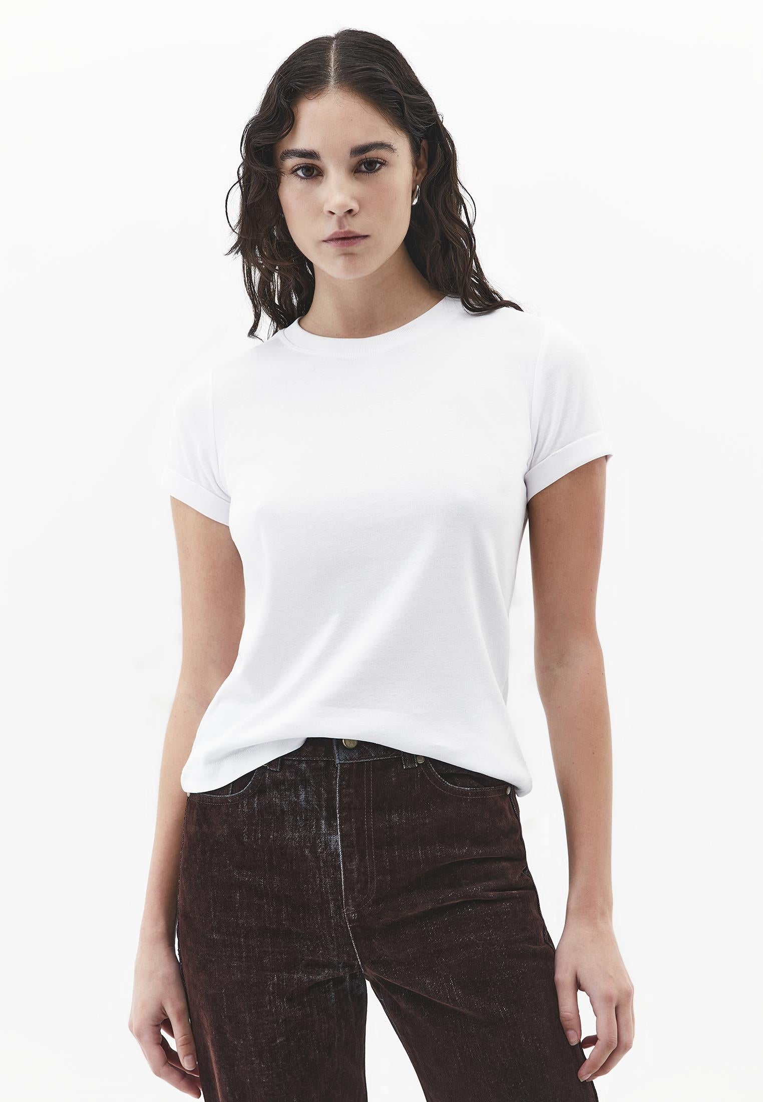 Crew Neck Short Sleeve T-Shirt - WHITE