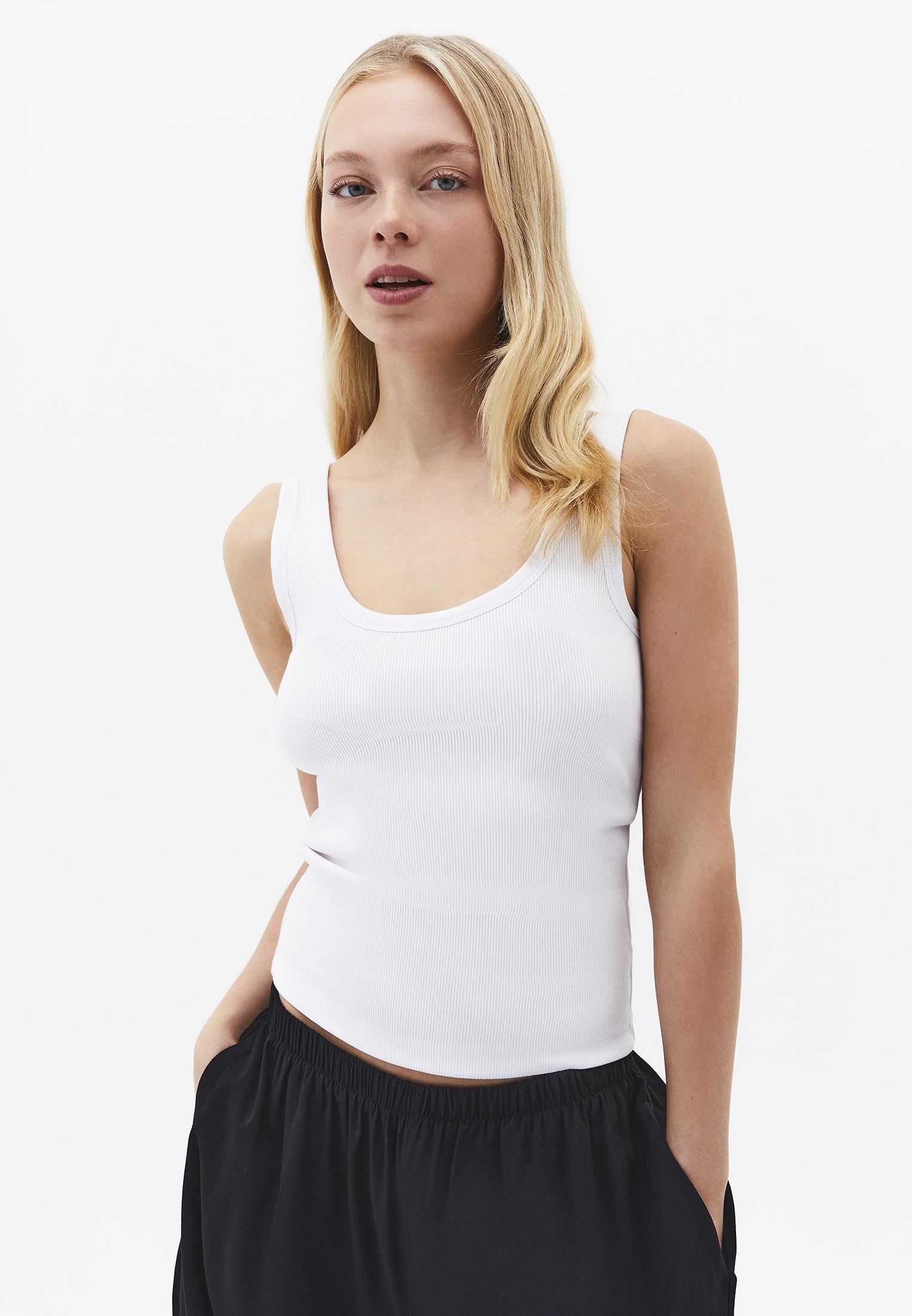 U Neck Tank Top - WHITE