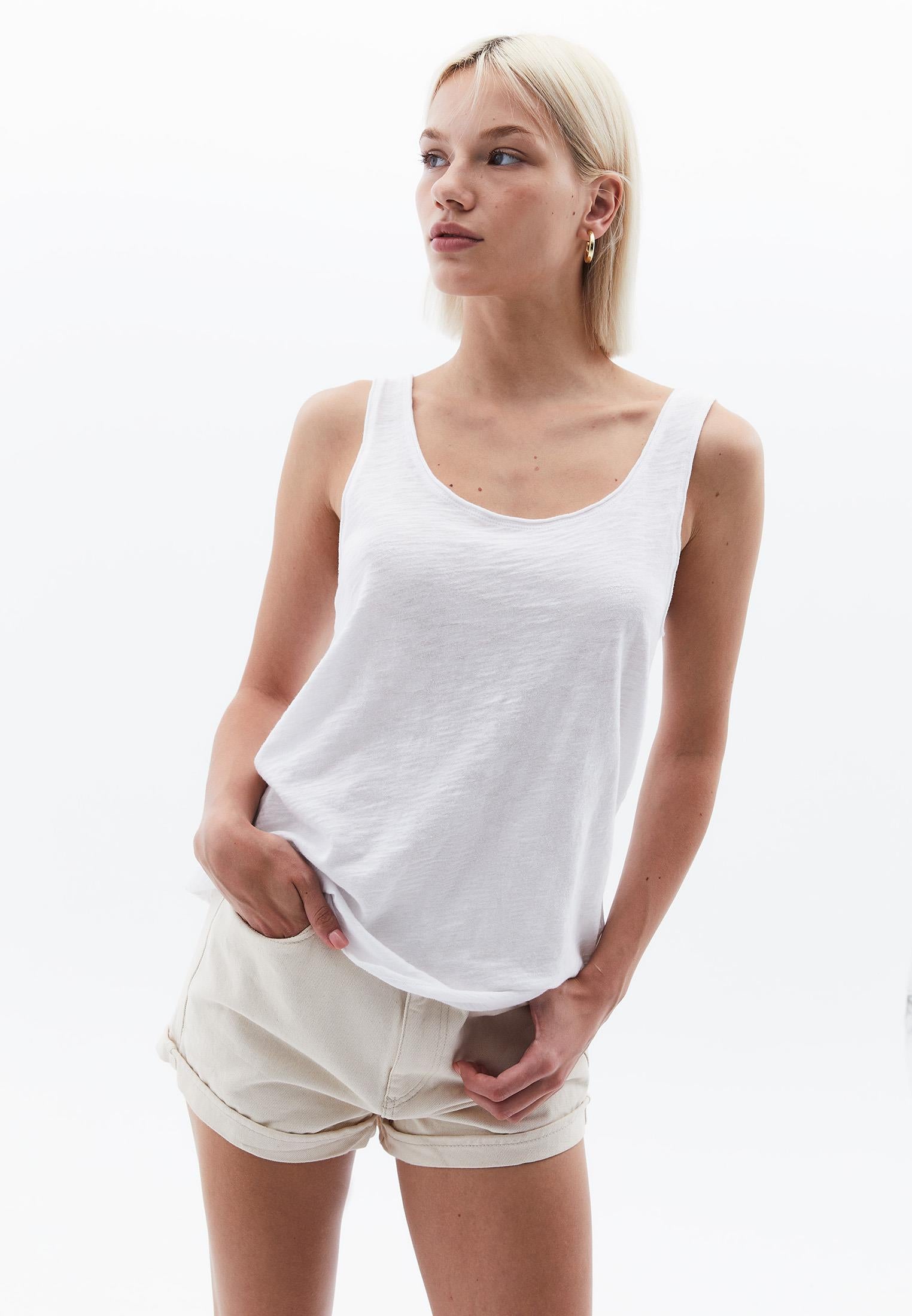 U Neck Tank Top - WHITE