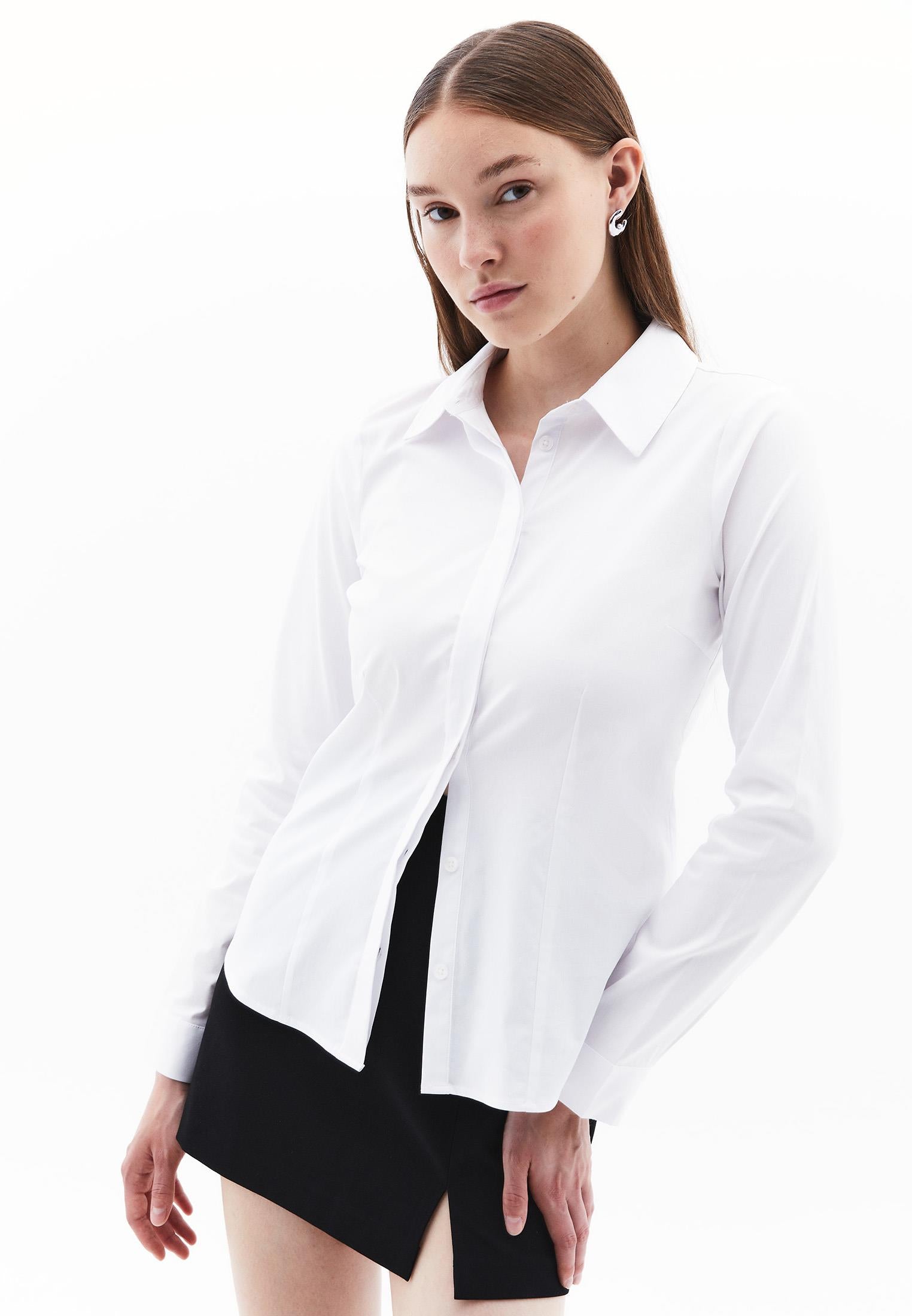 Woven Standard Long Sleeve Shirt - WHITE