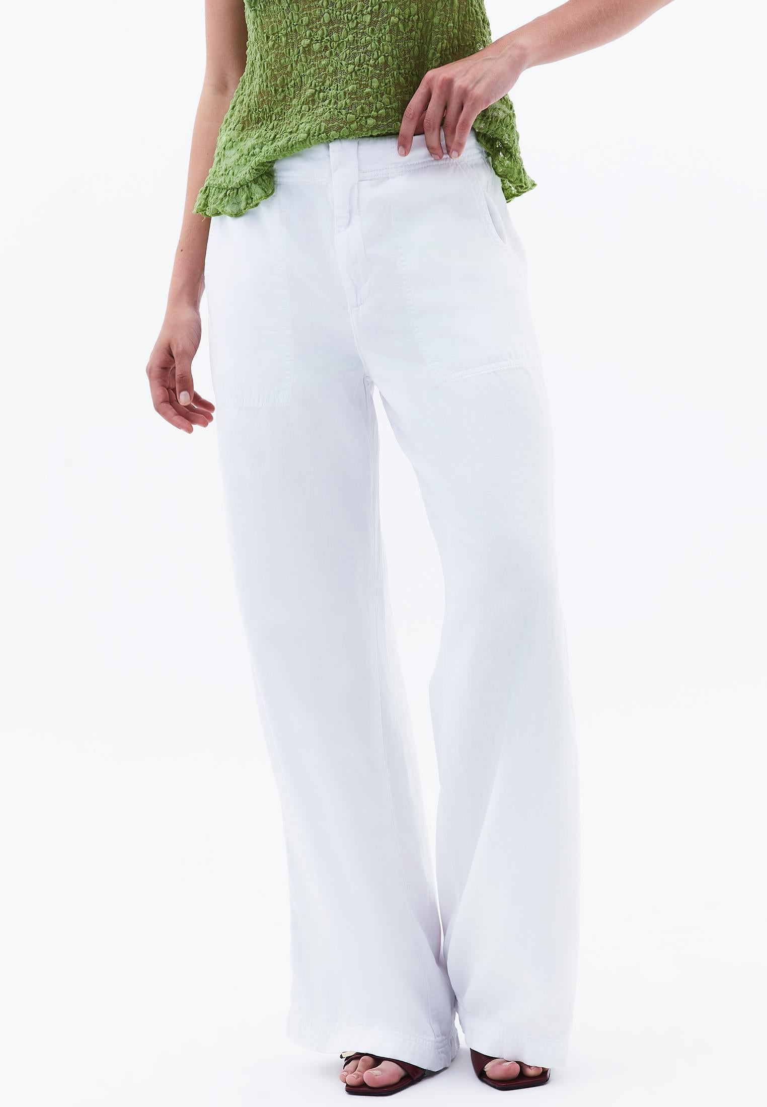 Women Bottom Wear Wide Leg Pants - WHITE