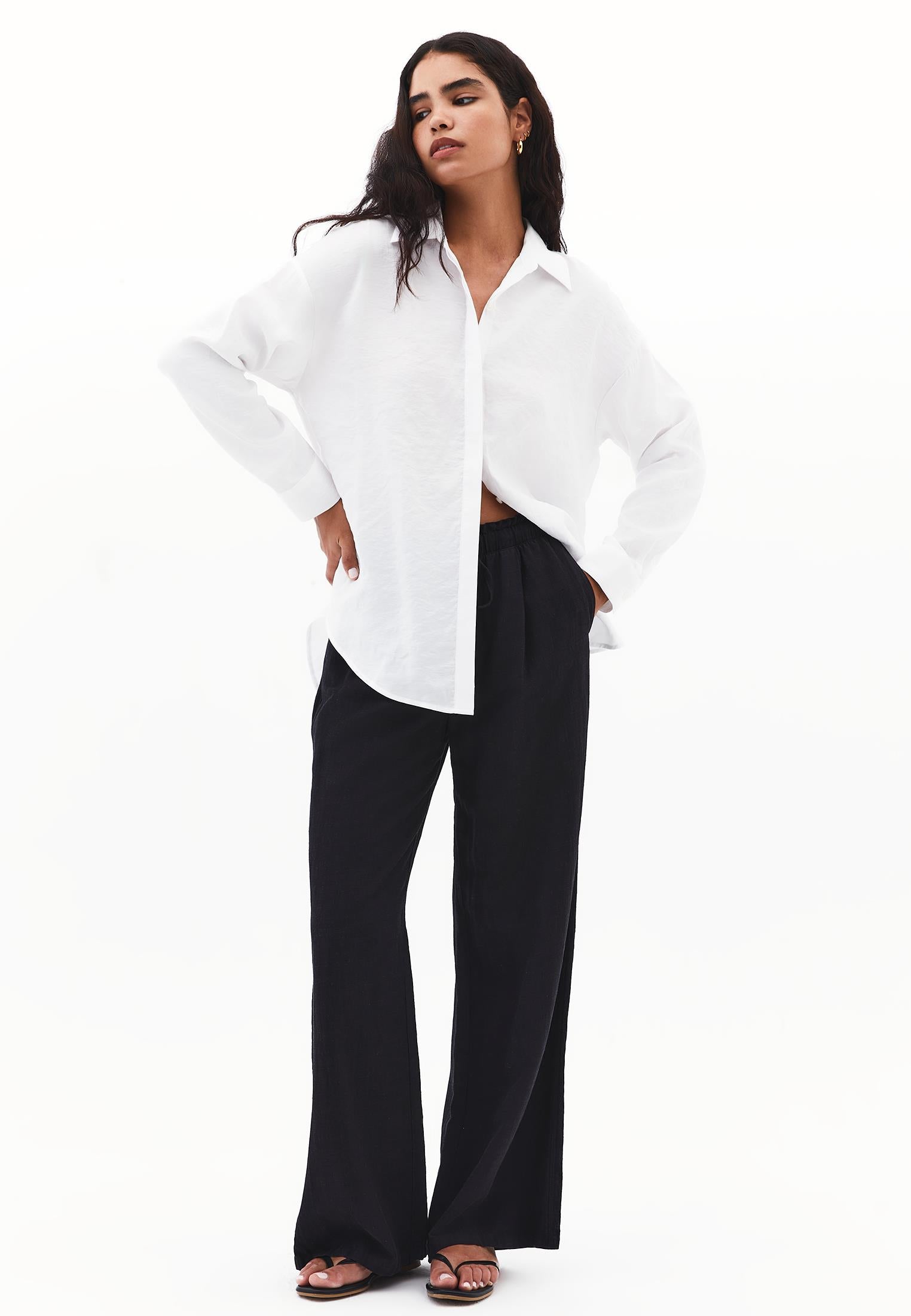 Button Detailed Oversize Shirt - WHITE