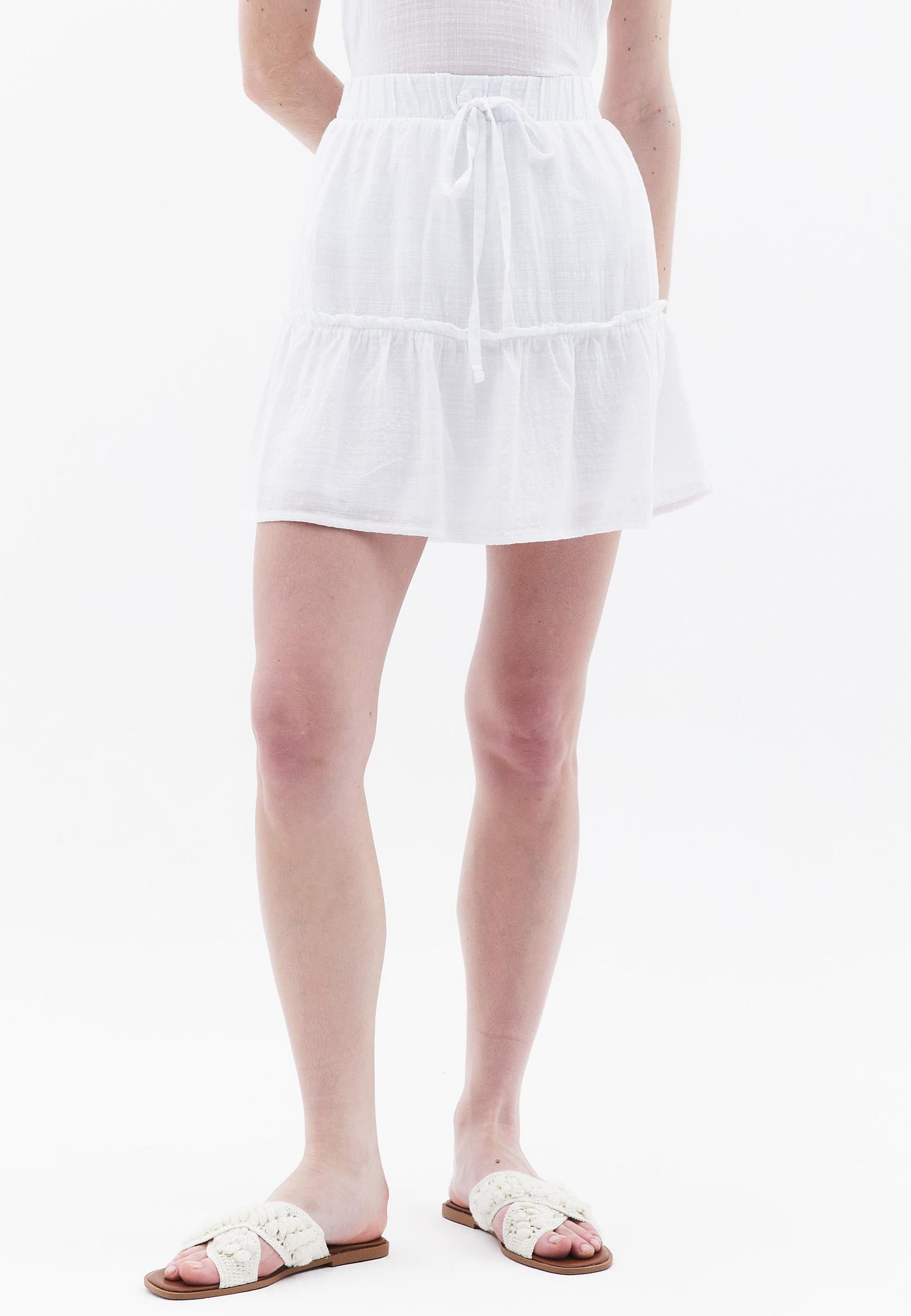 Elastic Cotton Skirt - WHITE
