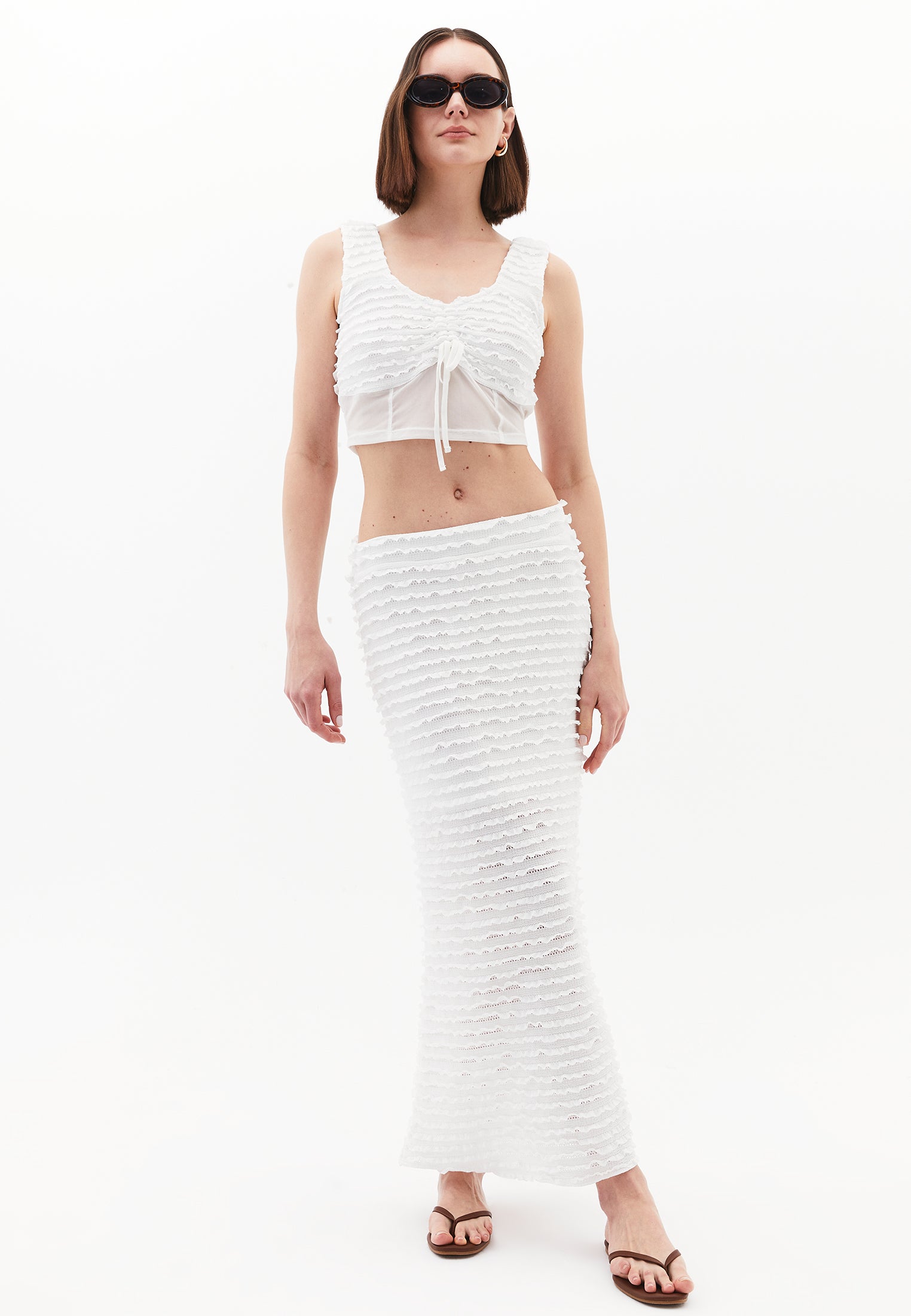 High Waist Long Skirt - WHITE