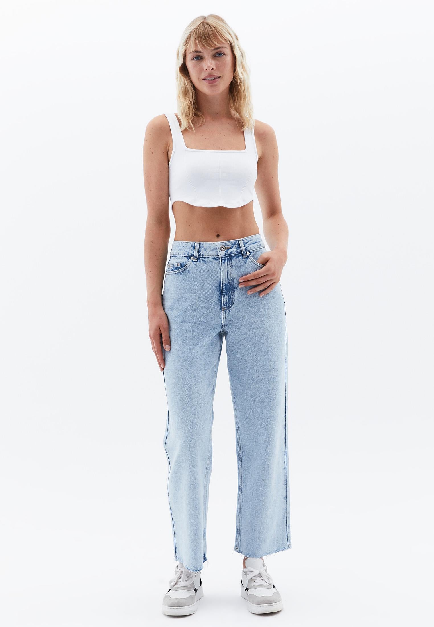 U Neck Bodycon Cropped Tank Top - WHITE