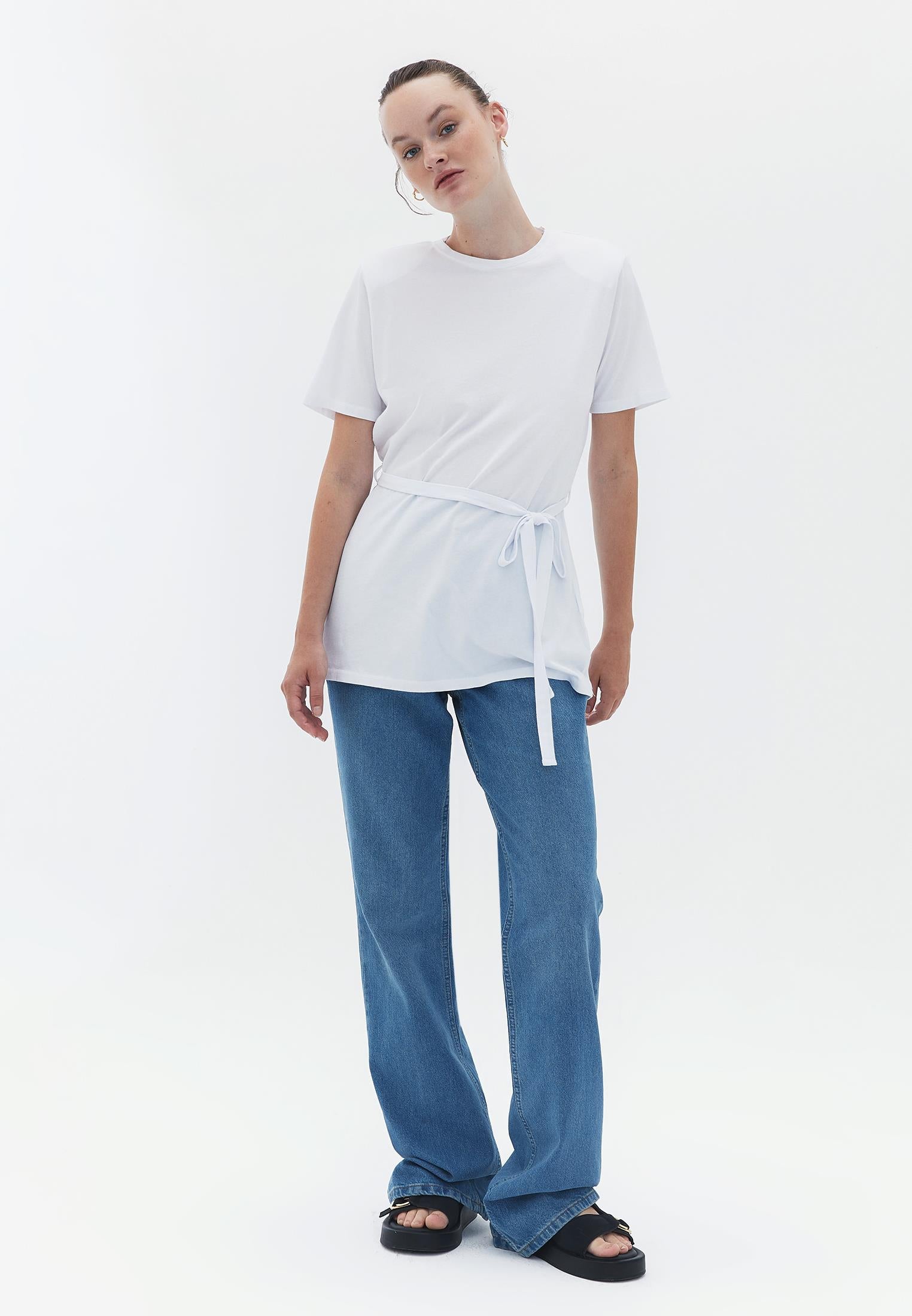Tied Tunic T-Shirt - WHITE