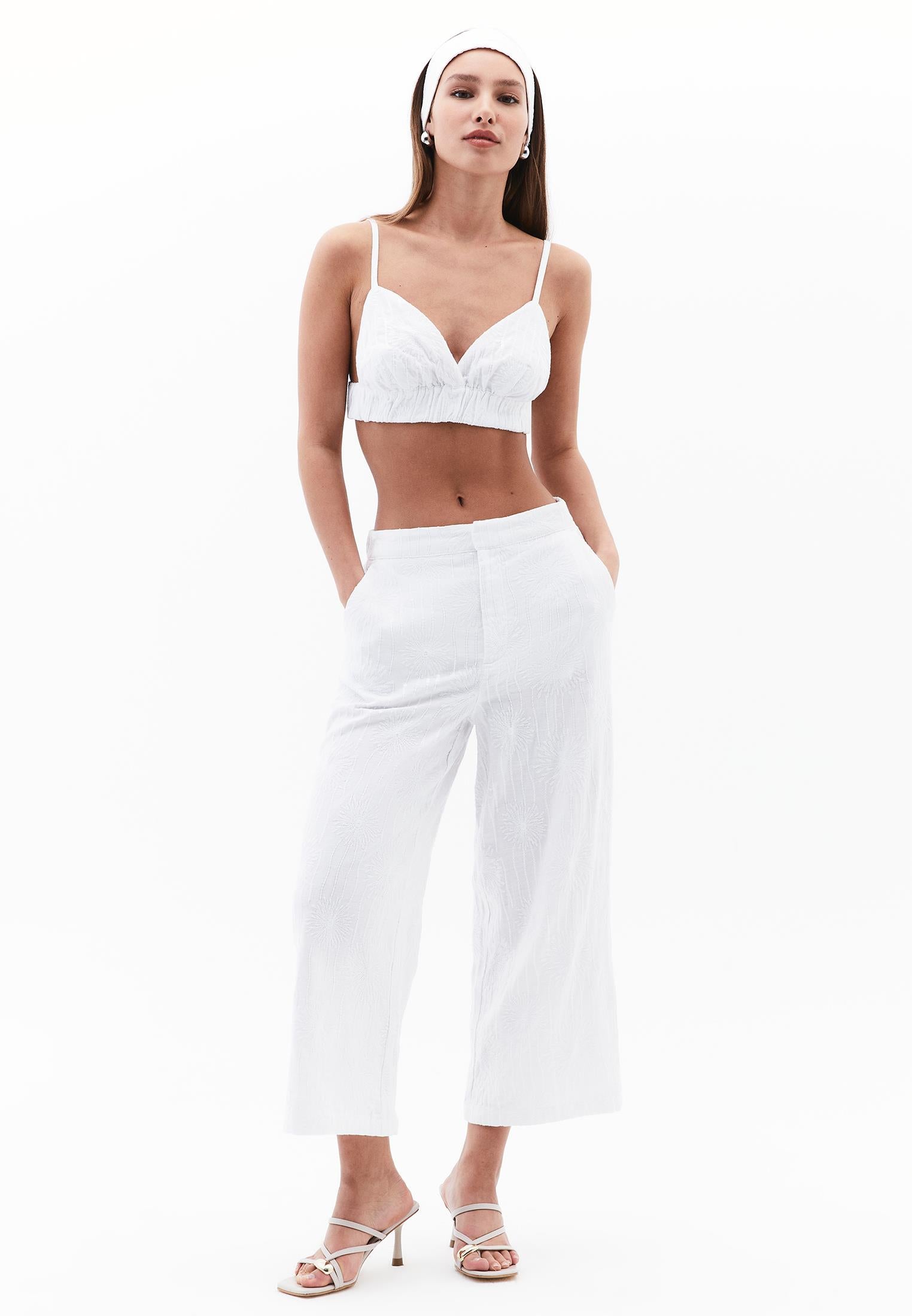 Deep Neck Sleeveless Bustier - WHITE