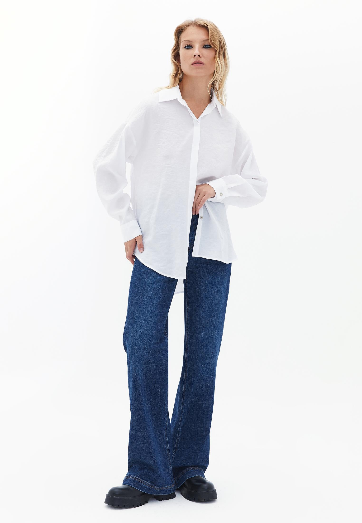 Buttoned Oversize Shirt - WHITE