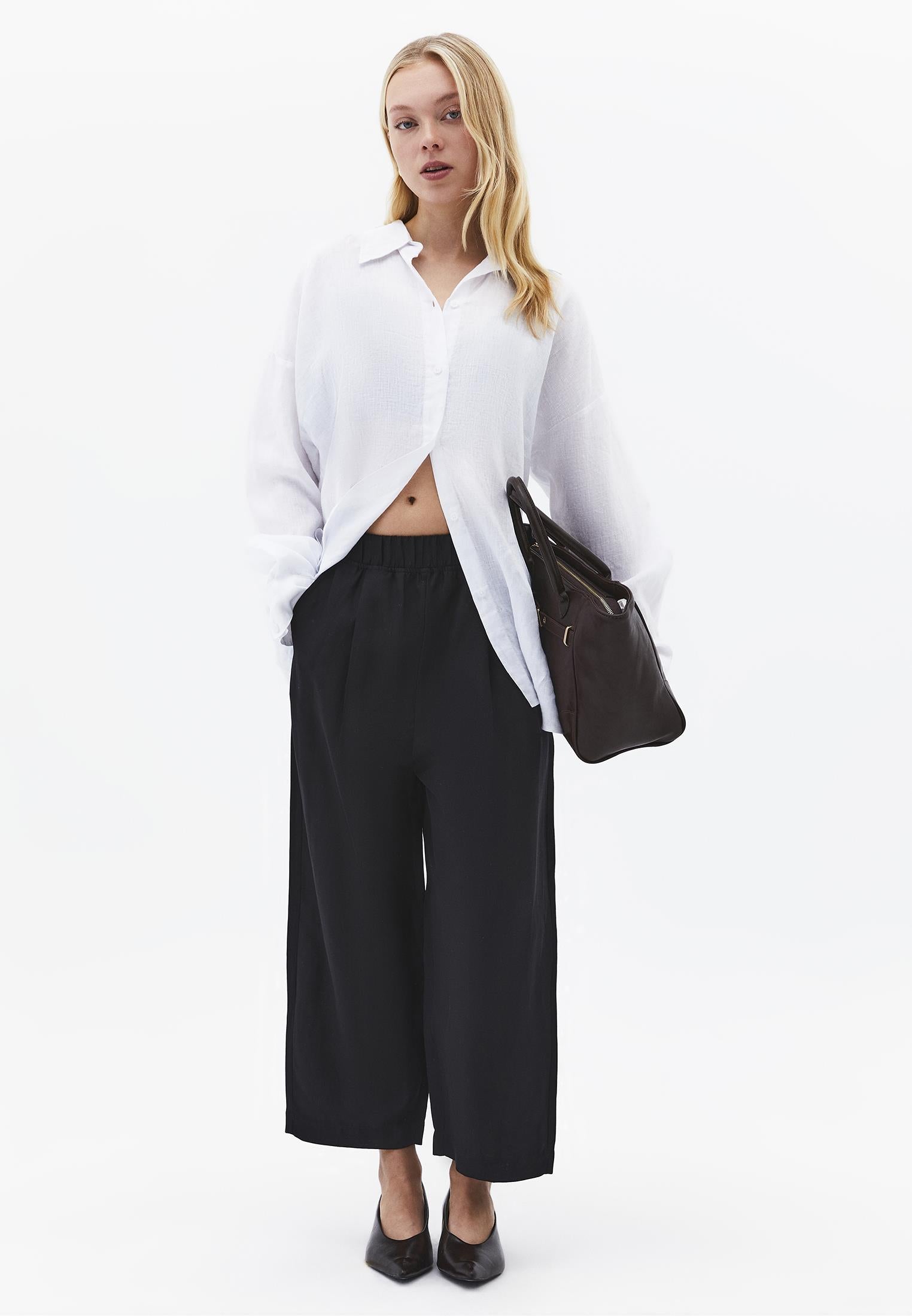 Oversize Shirt Collar Long Shirt - WHITE